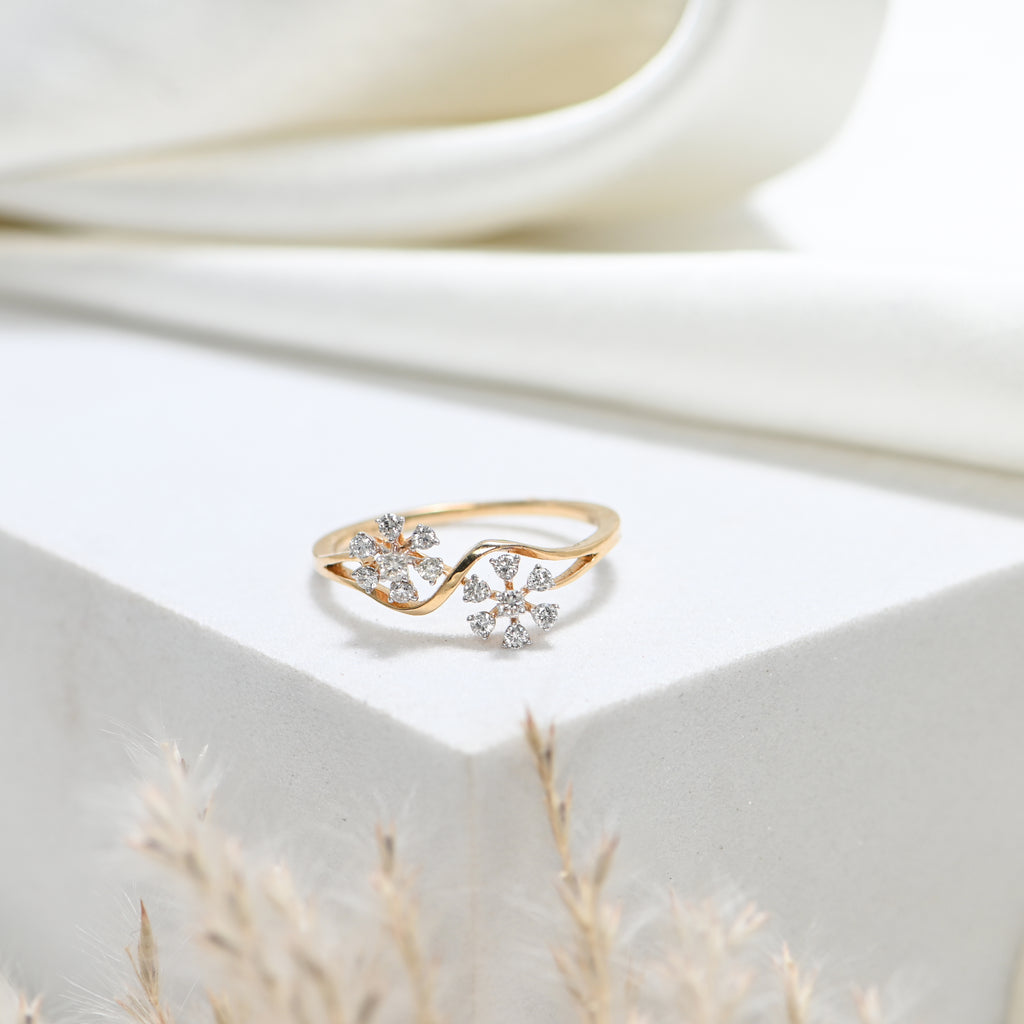 18KT Hallmark Gold IGI Certified Round Brilliant Diamond Ring with Rhodium Finish Party Wear