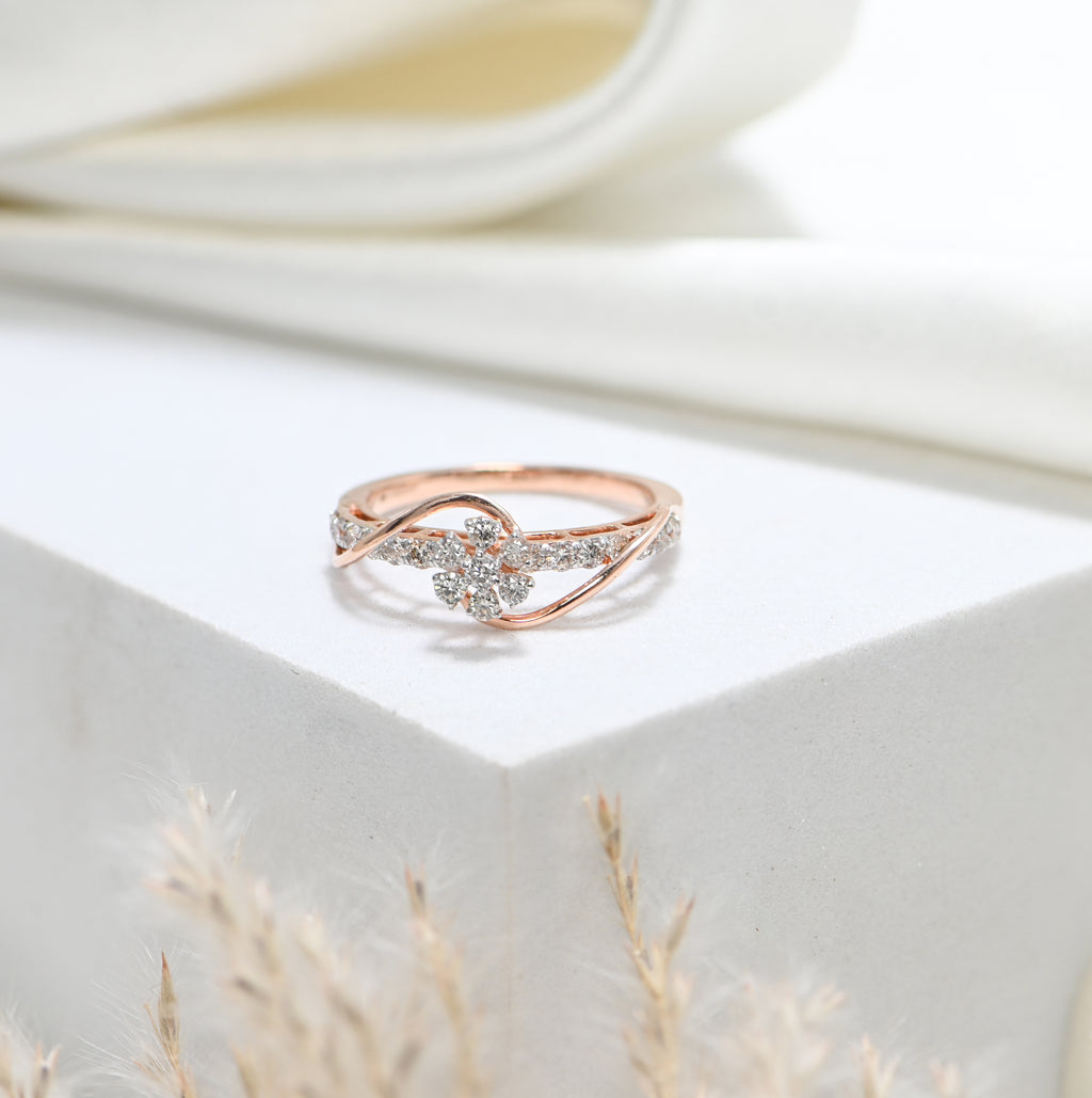 14KT Hallmark Rose Gold Diamond Ring – IGI Certified Round Brilliant with Rhodium Finish