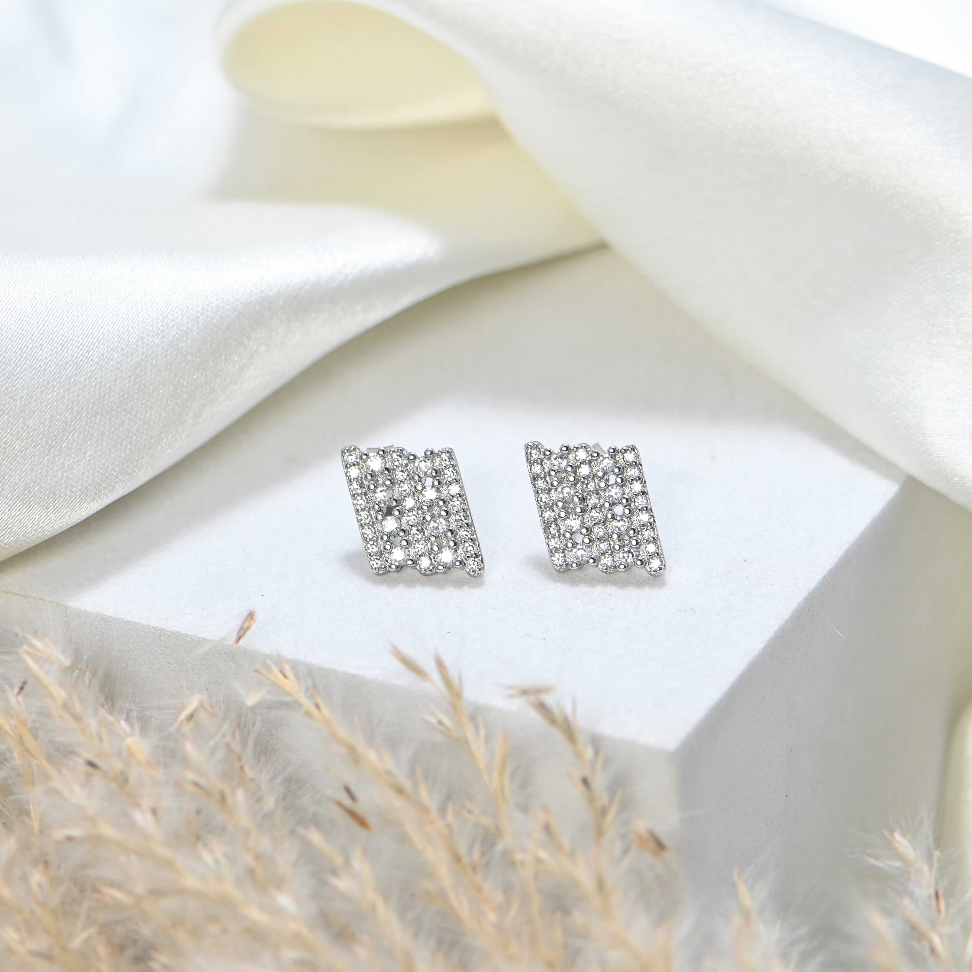 925 Sterling Silver Triangle Brilliant Cubic Zirconia Earrings | Rhodium Plated | Diamond-Like Sparkle