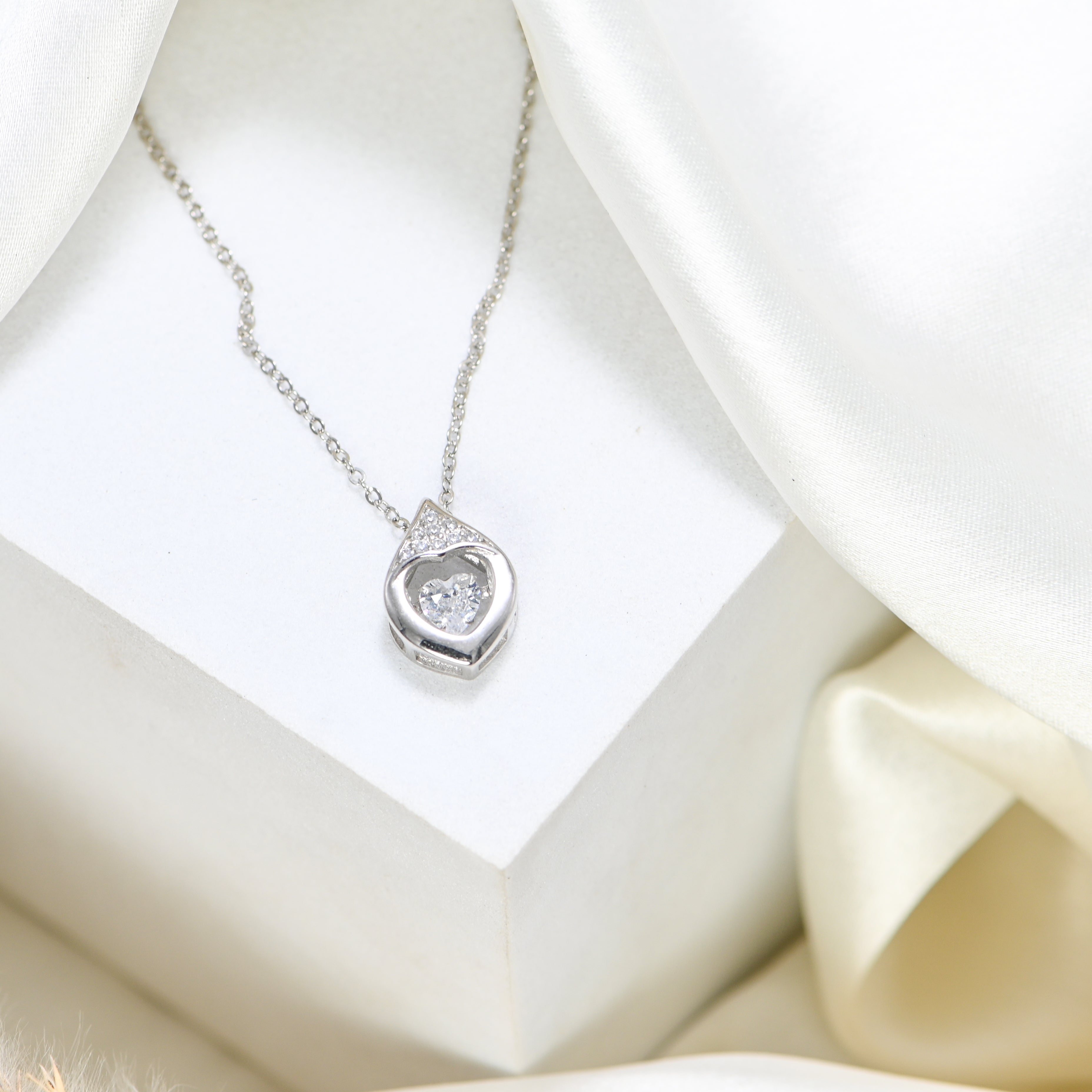 Heart Cubic Zirconia Pendant – 925 Sterling Silver Fine Jewellery