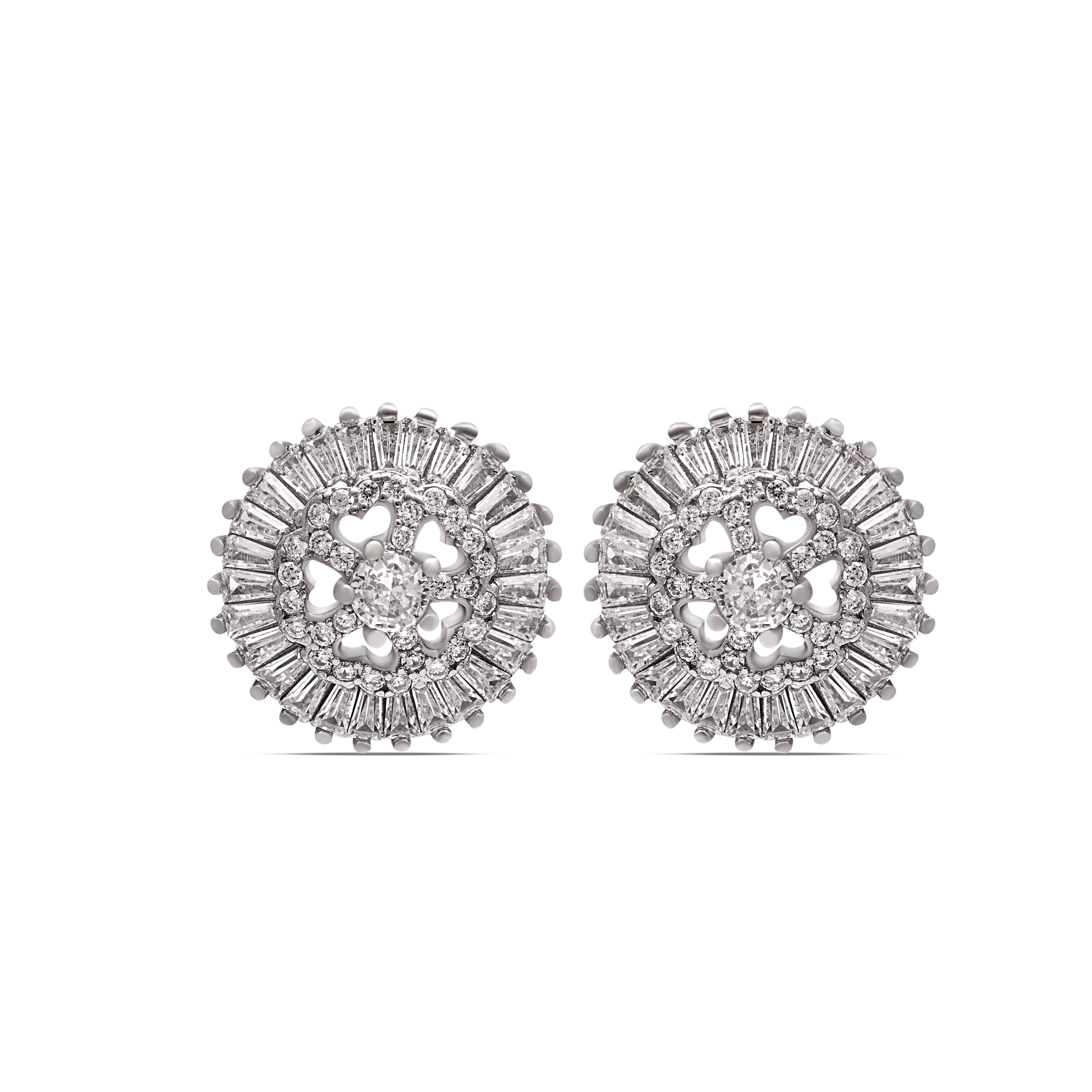 925 Sterling Silver Round Stud Earrings | Cubic Zirconia Studs Earrings