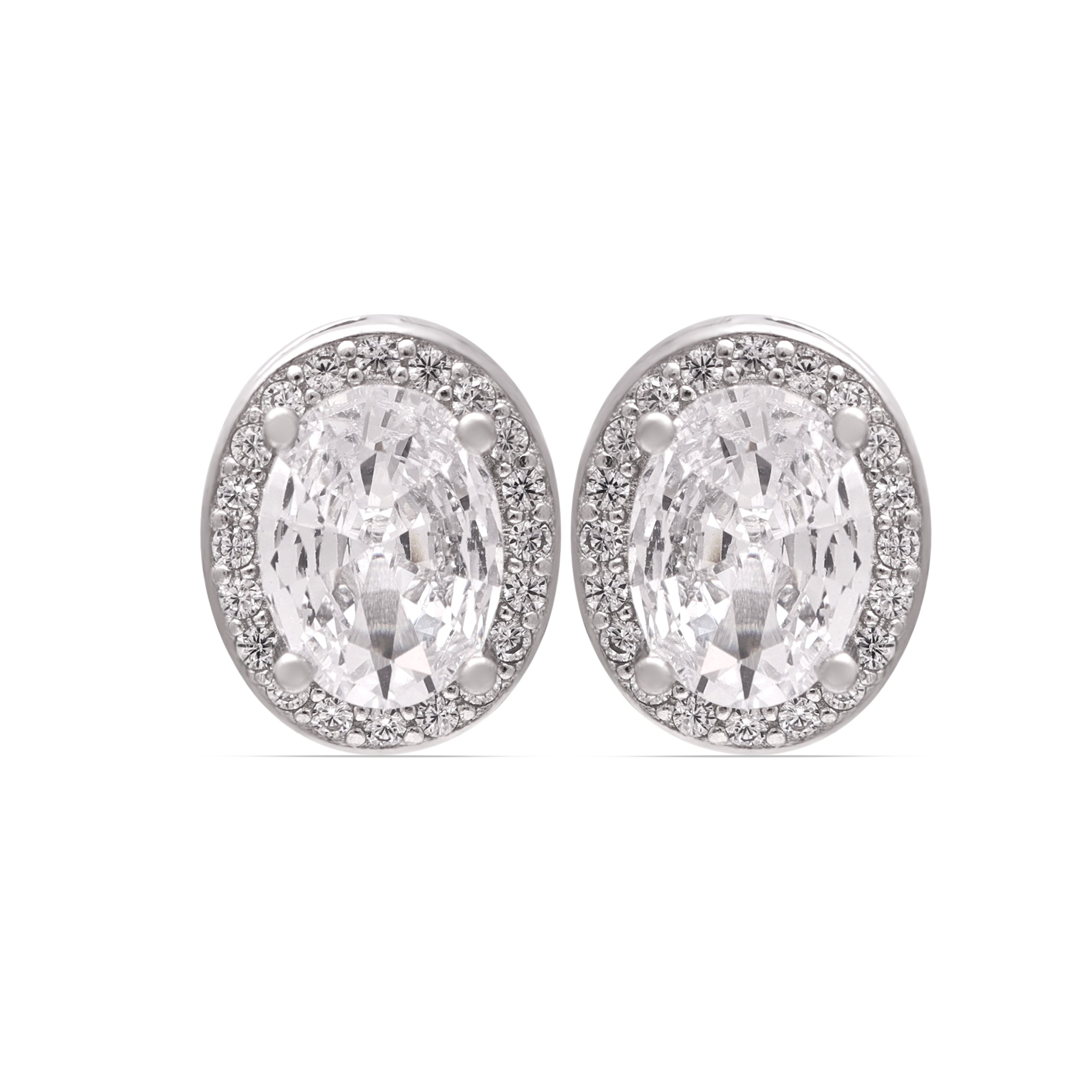 925 Sterling Silver Round Floral Stud Earrings |Cubic Zirconia Cluster Studs