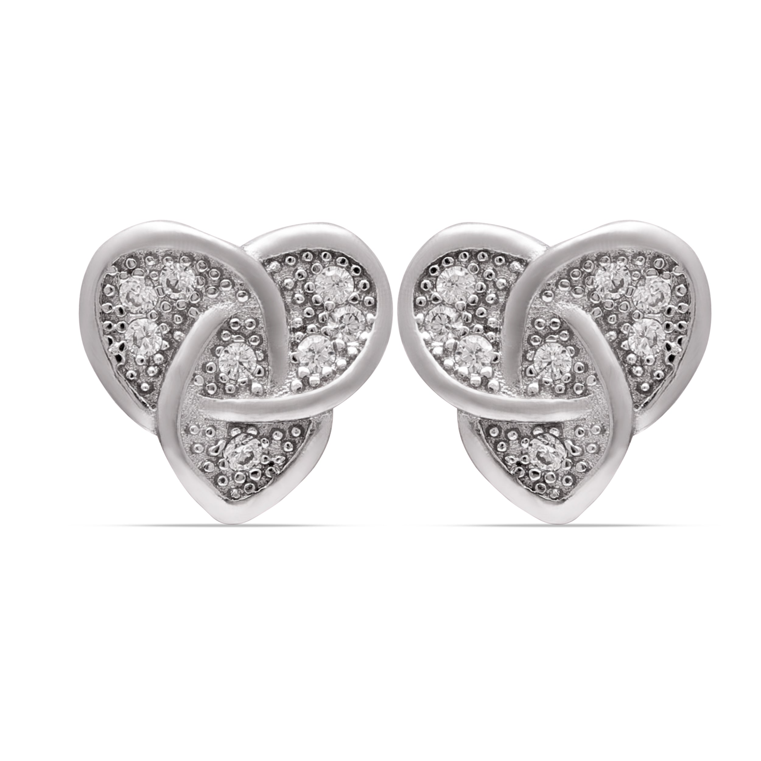 Heart Knot Stud Earrings | 925 Sterling Silver CZ | Studs Earraings