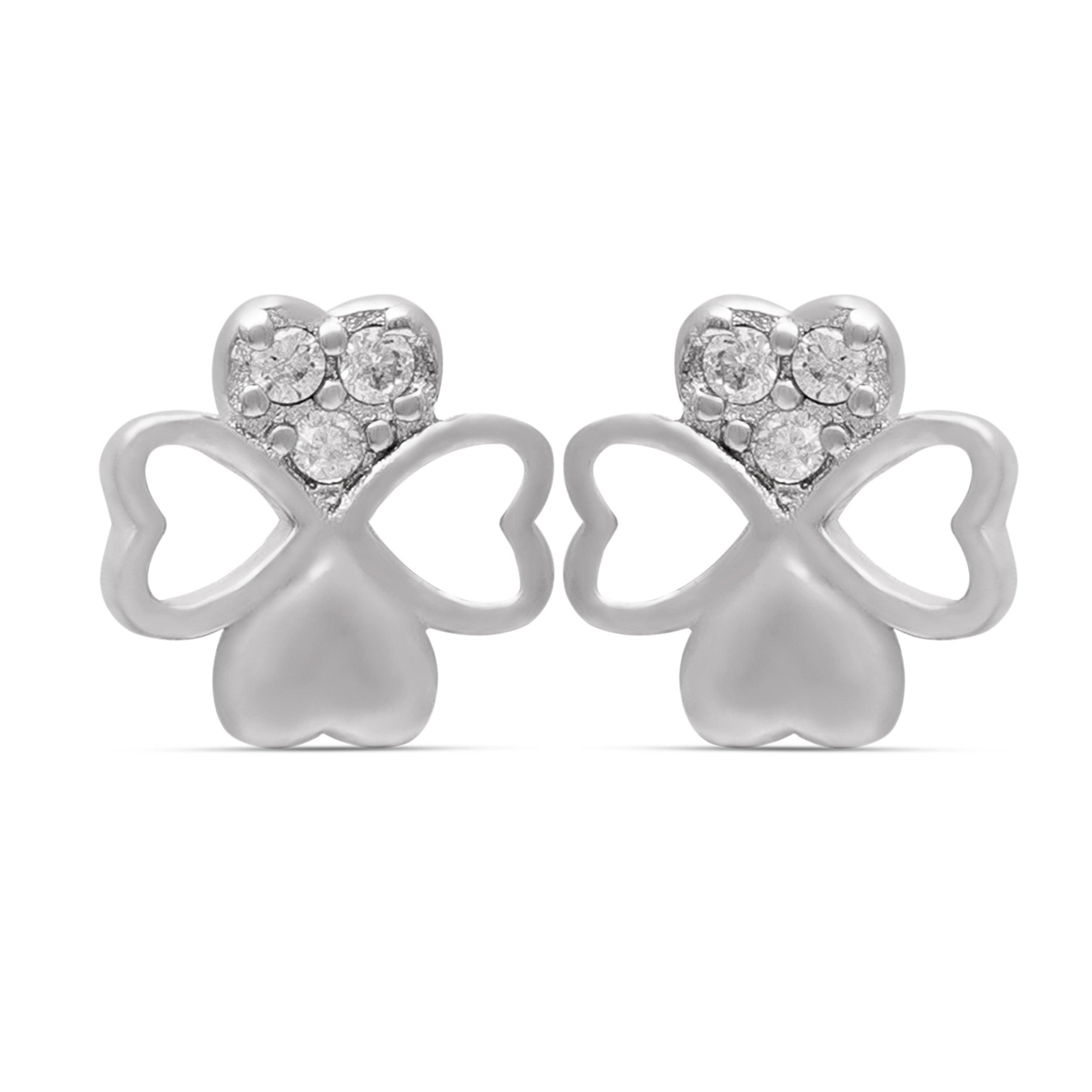 925 Sterling Silver Heart Stud Earrings with Cubic Zirconia Studs