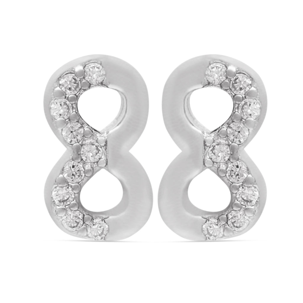 925 Sterling Silver Infinity Earrings | Cubic Zirconia Studs