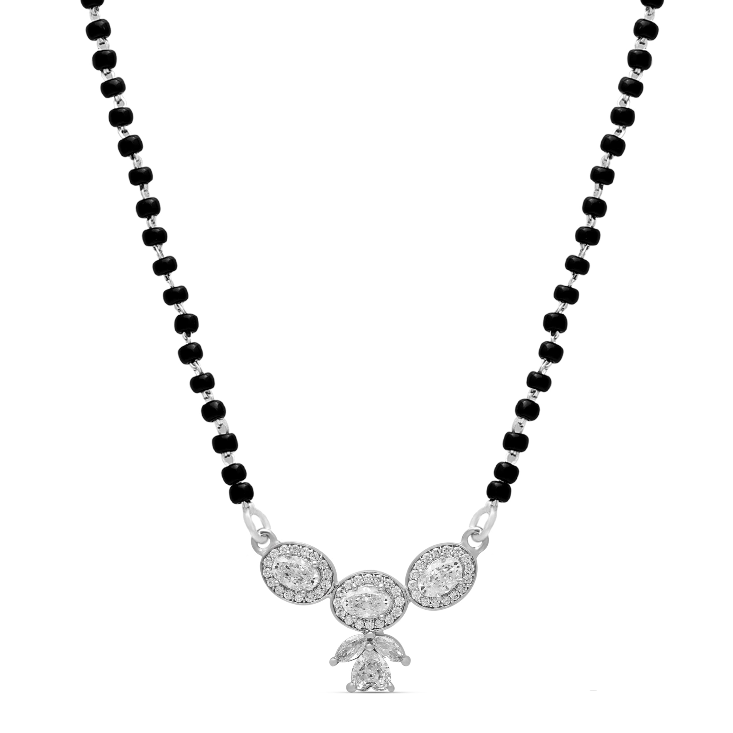 925 Sterling Silver Mangalsutra | Brilliant Round Cubic Zirconia Pendant