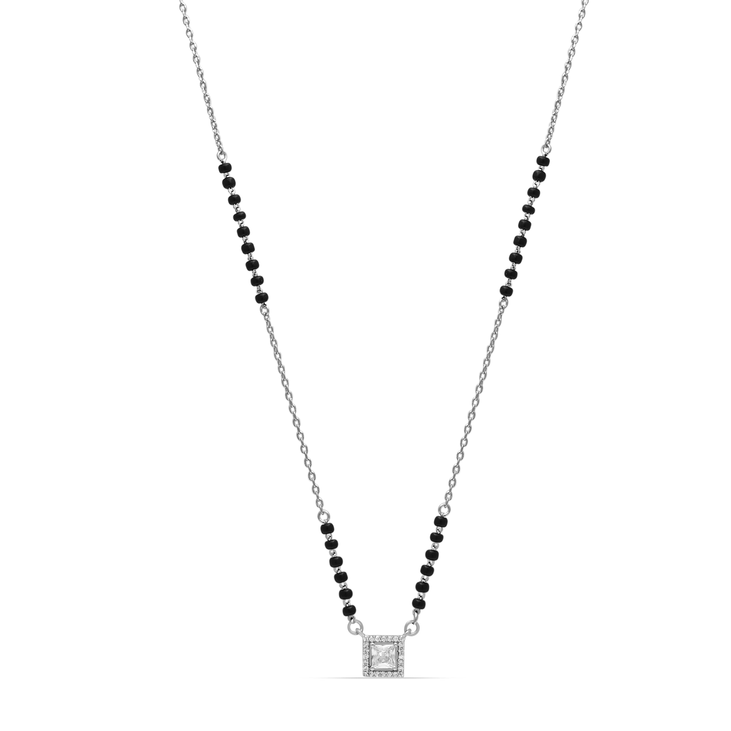 925 Sterling Silver Mangalsutra Chain |Black Beads Necklace