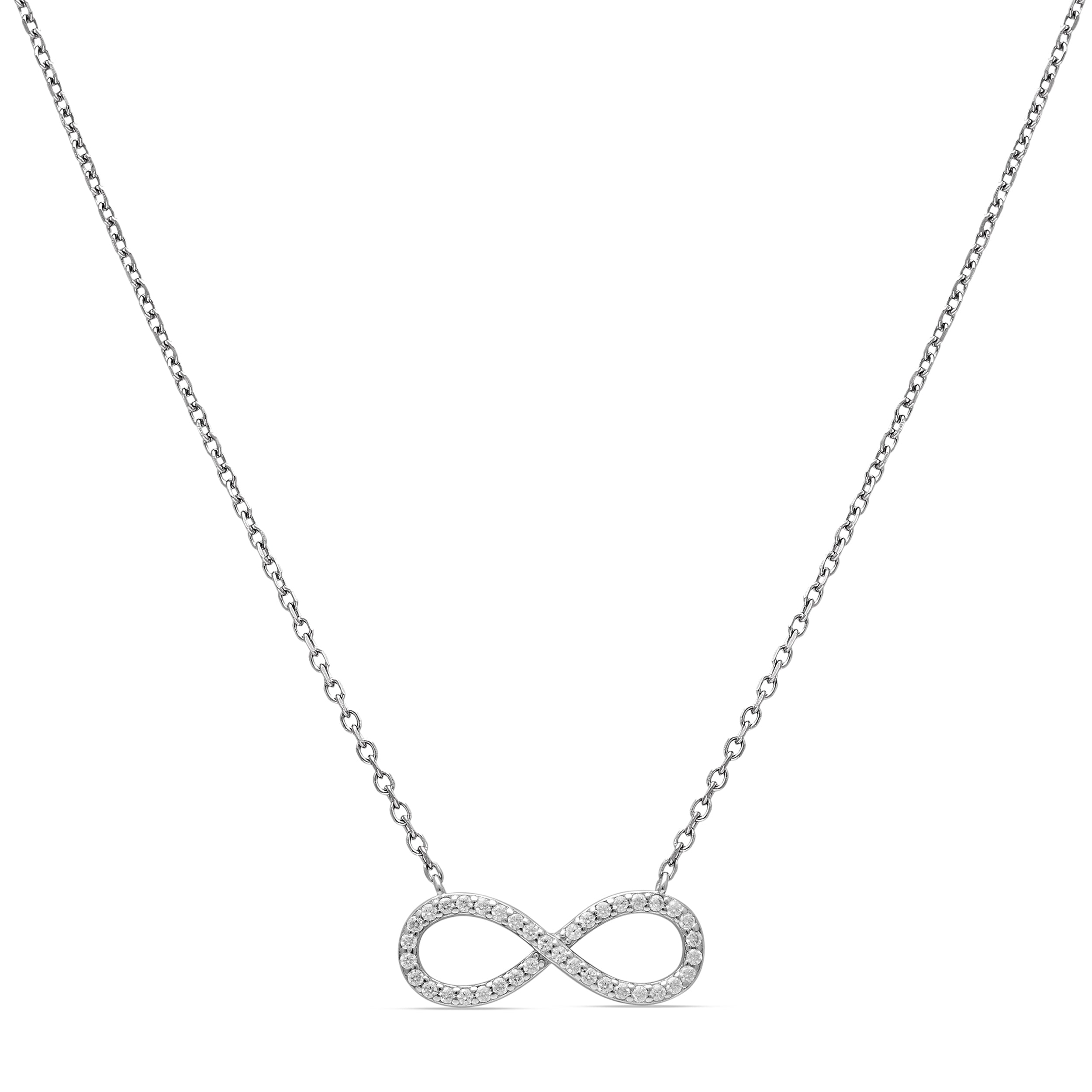 925 Sterling Silver Infinity Necklace| Dainty CZ Infinity Pendant necklace