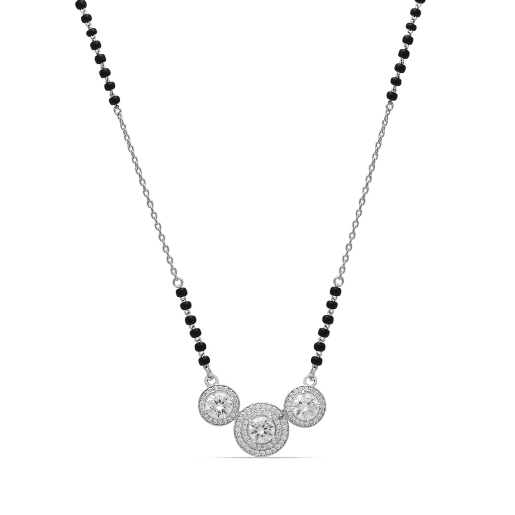 925 Sterling Silver Mangalsutra Necklace – Round Brilliant Cubic Zirconia Pendant