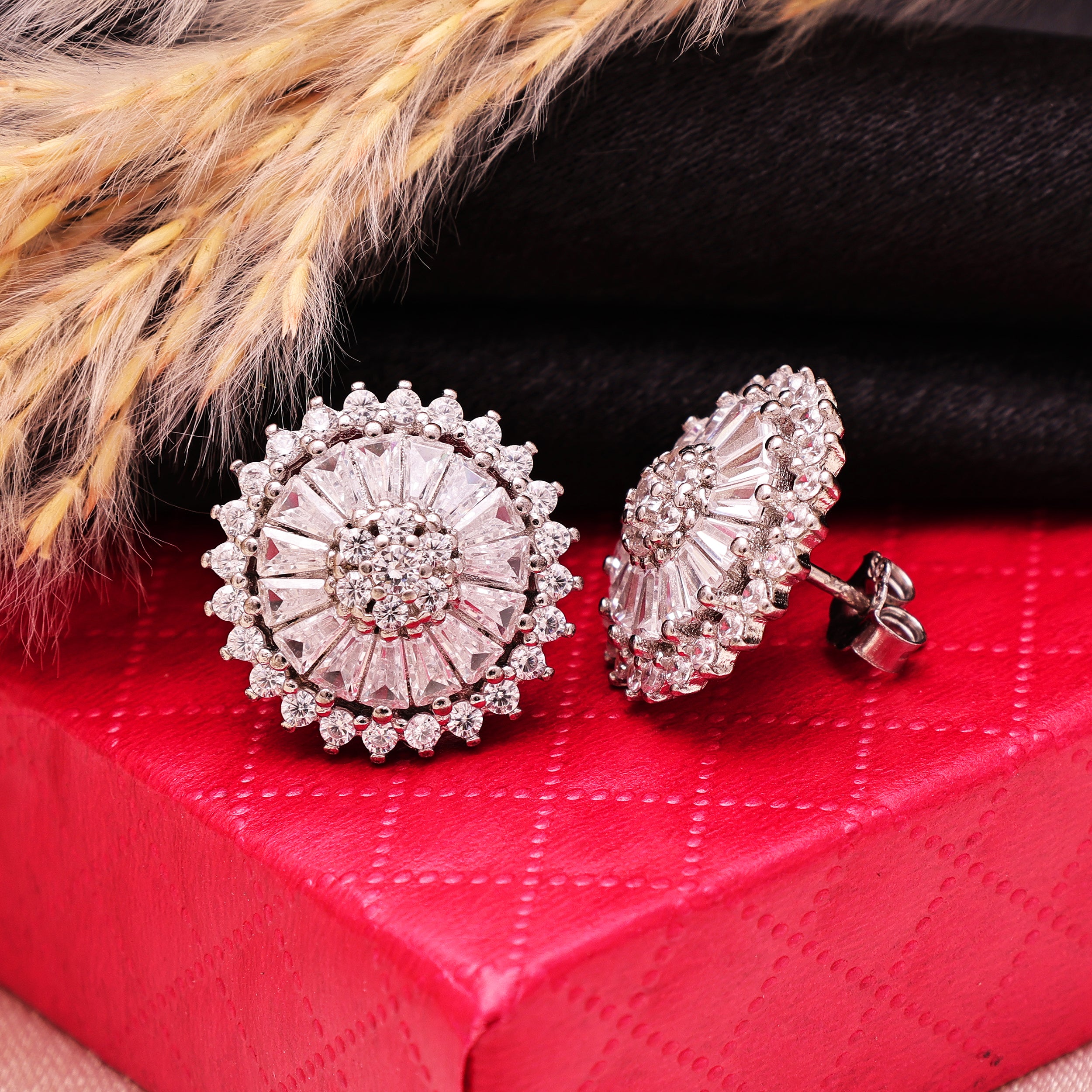 925 Sterling Silver Cubic Zirconia Earrings | Square Princess Cut Studs