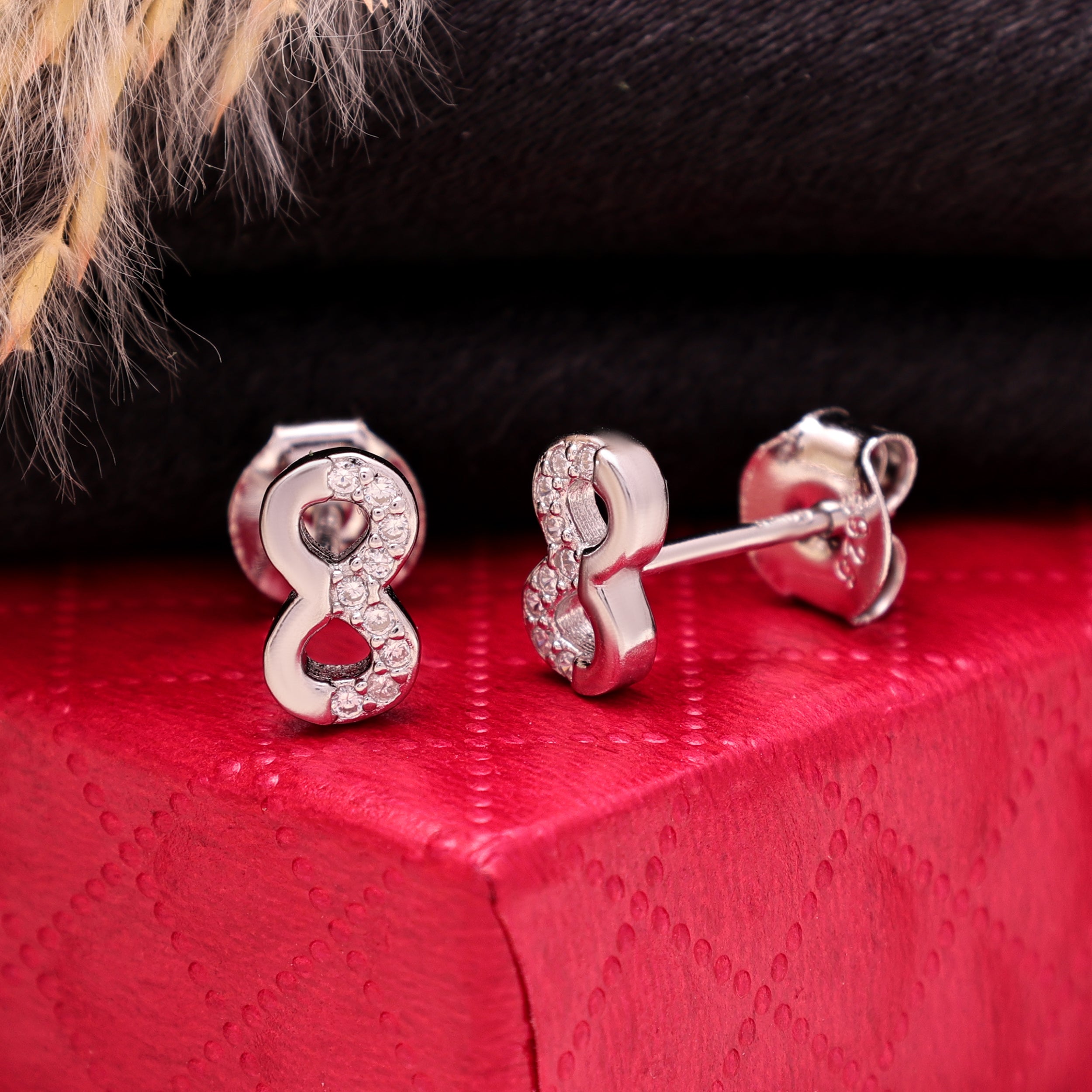 925 Sterling Silver Infinity Earrings | Cubic Zirconia Studs