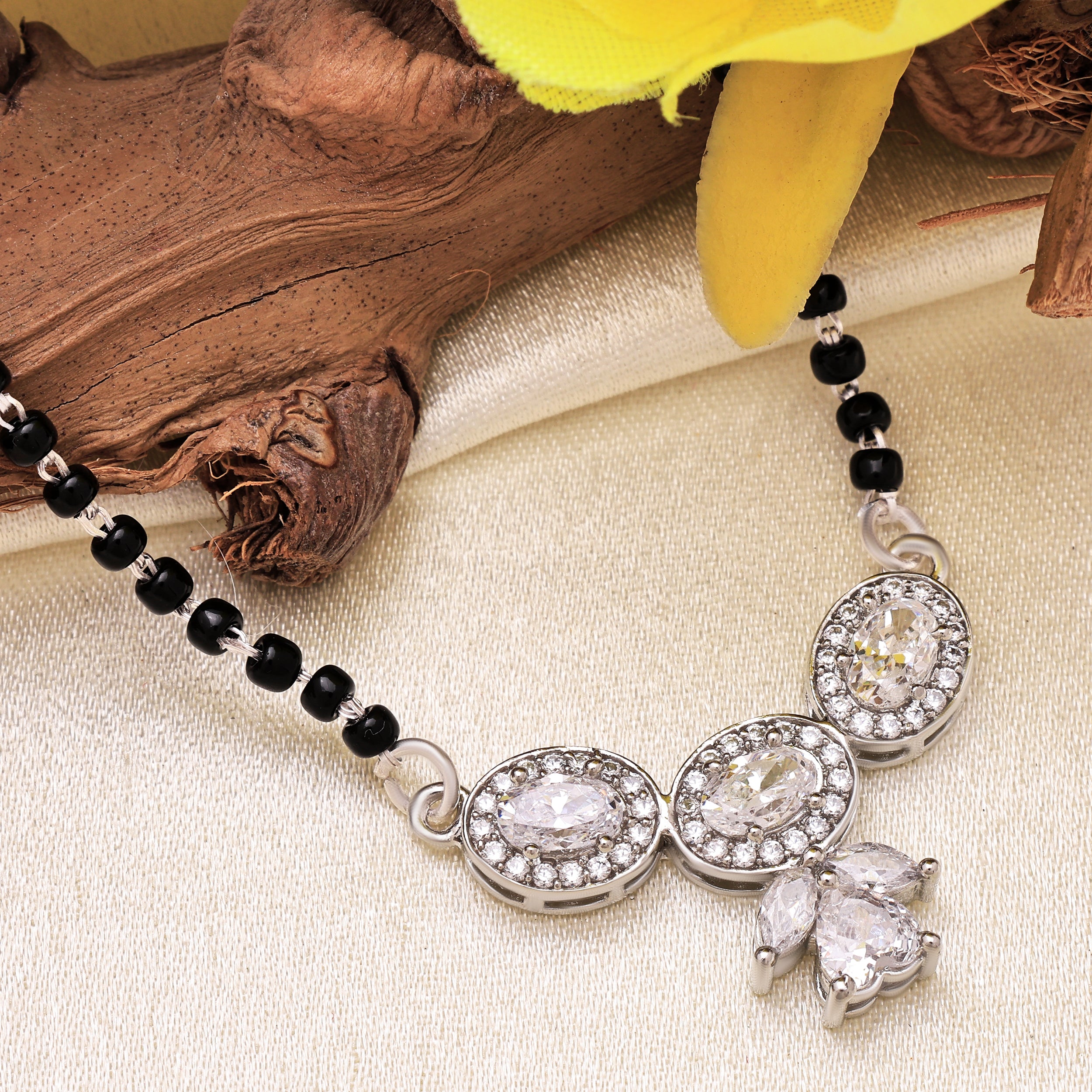 925 Sterling Silver Mangalsutra | Brilliant Round Cubic Zirconia Pendant