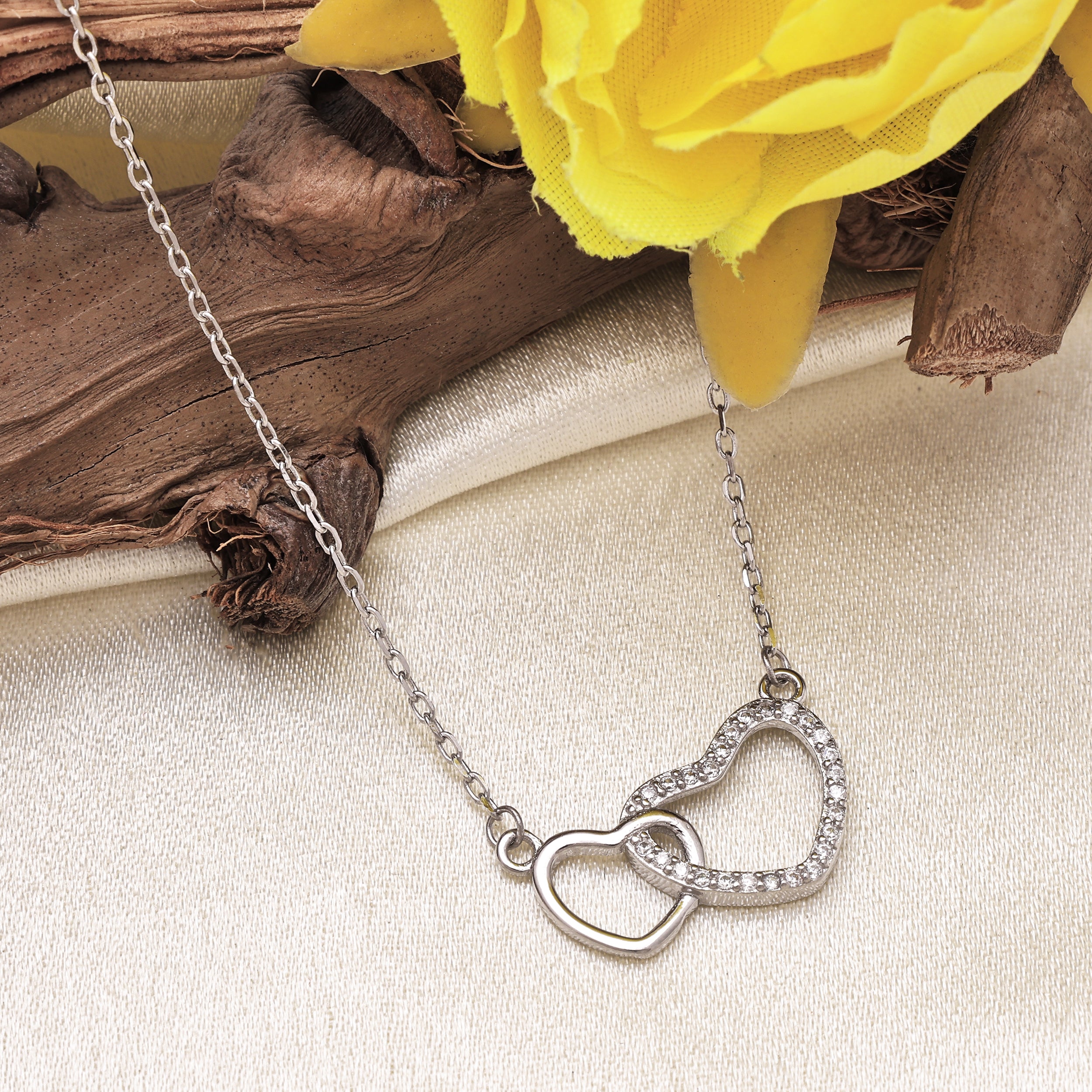 925 Sterling Silver Heart Necklace | Brilliant Round Cubic Zirconia Pendant