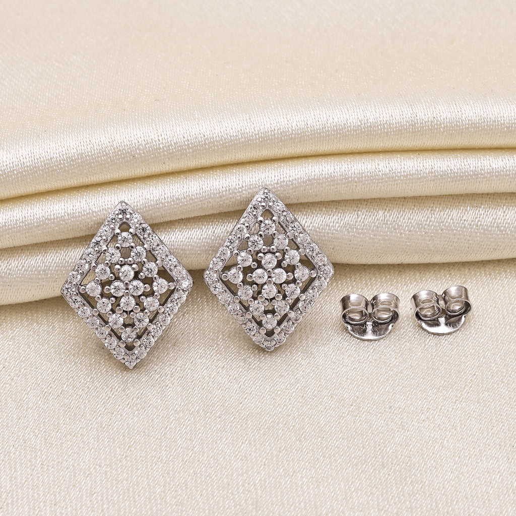 925 Sterling Silver Cubic Zirconia Diamond-Style Stud Earring