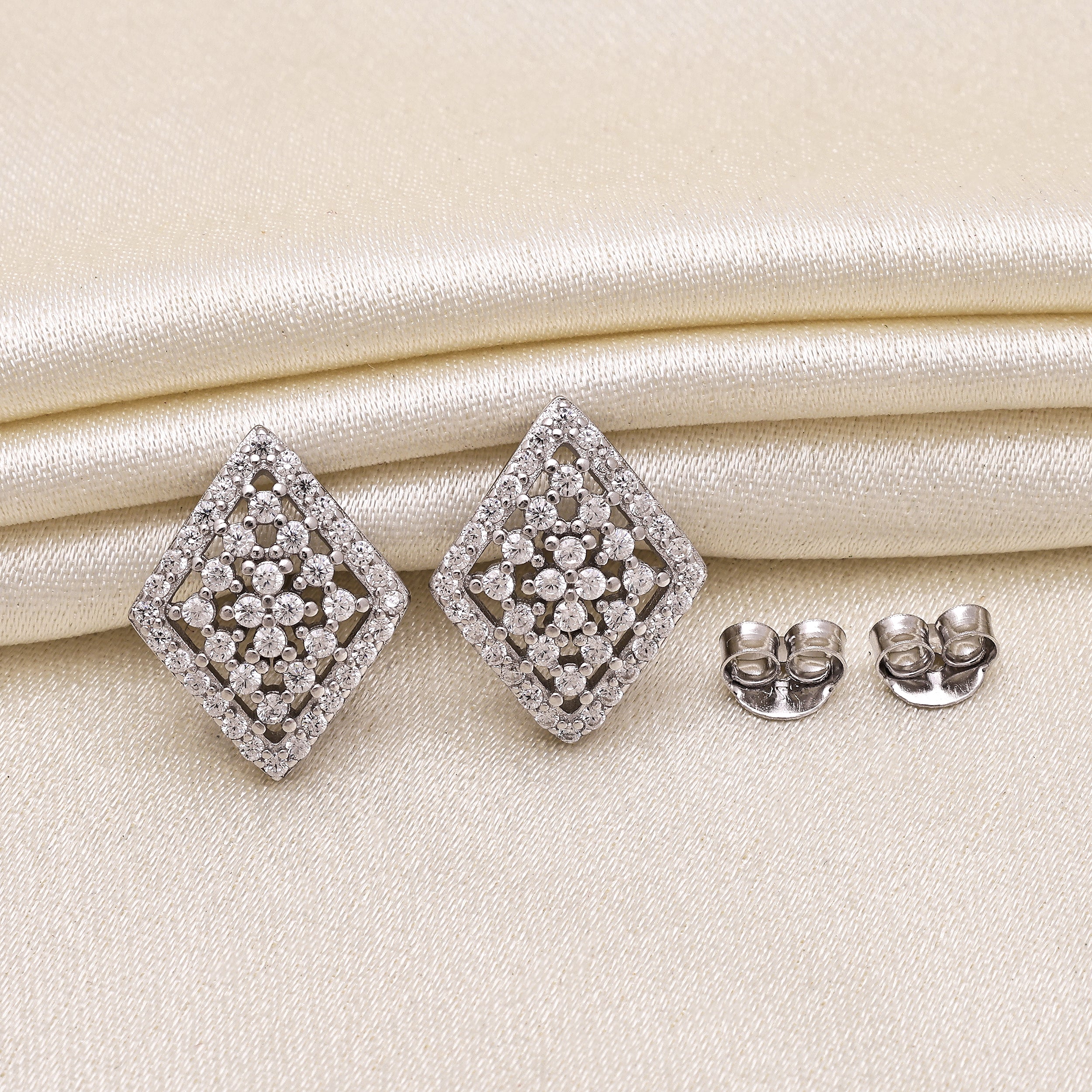 925 Sterling Silver Cubic Zirconia Diamond-Style Stud Earring