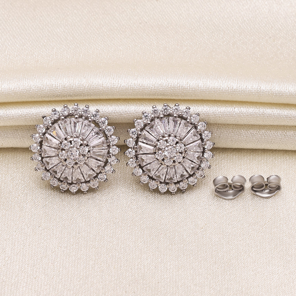 925 Sterling Silver Cubic Zirconia Earrings | Square Princess Cut Studs