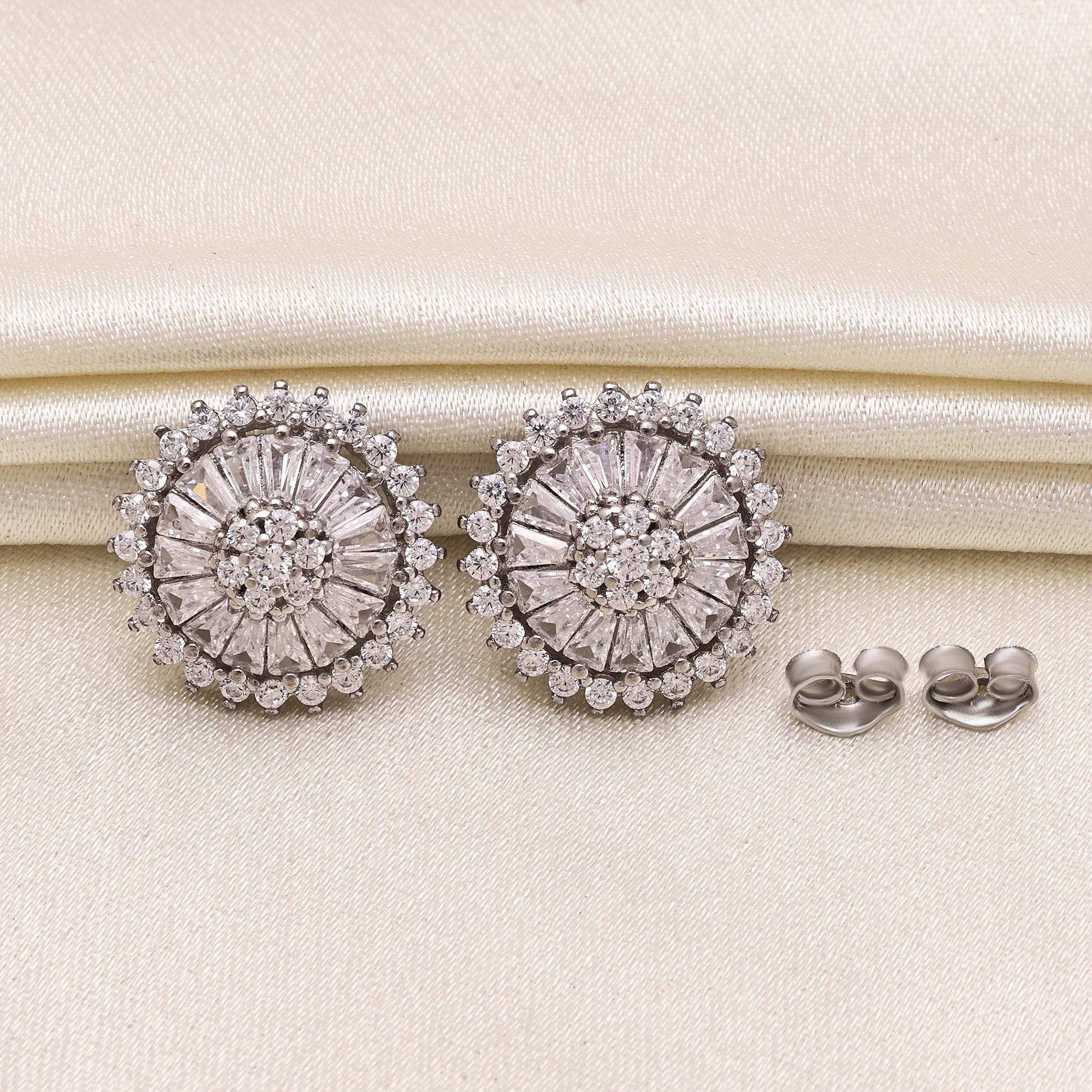 925 Sterling Silver Cubic Zirconia Earrings | Square Princess Cut Studs