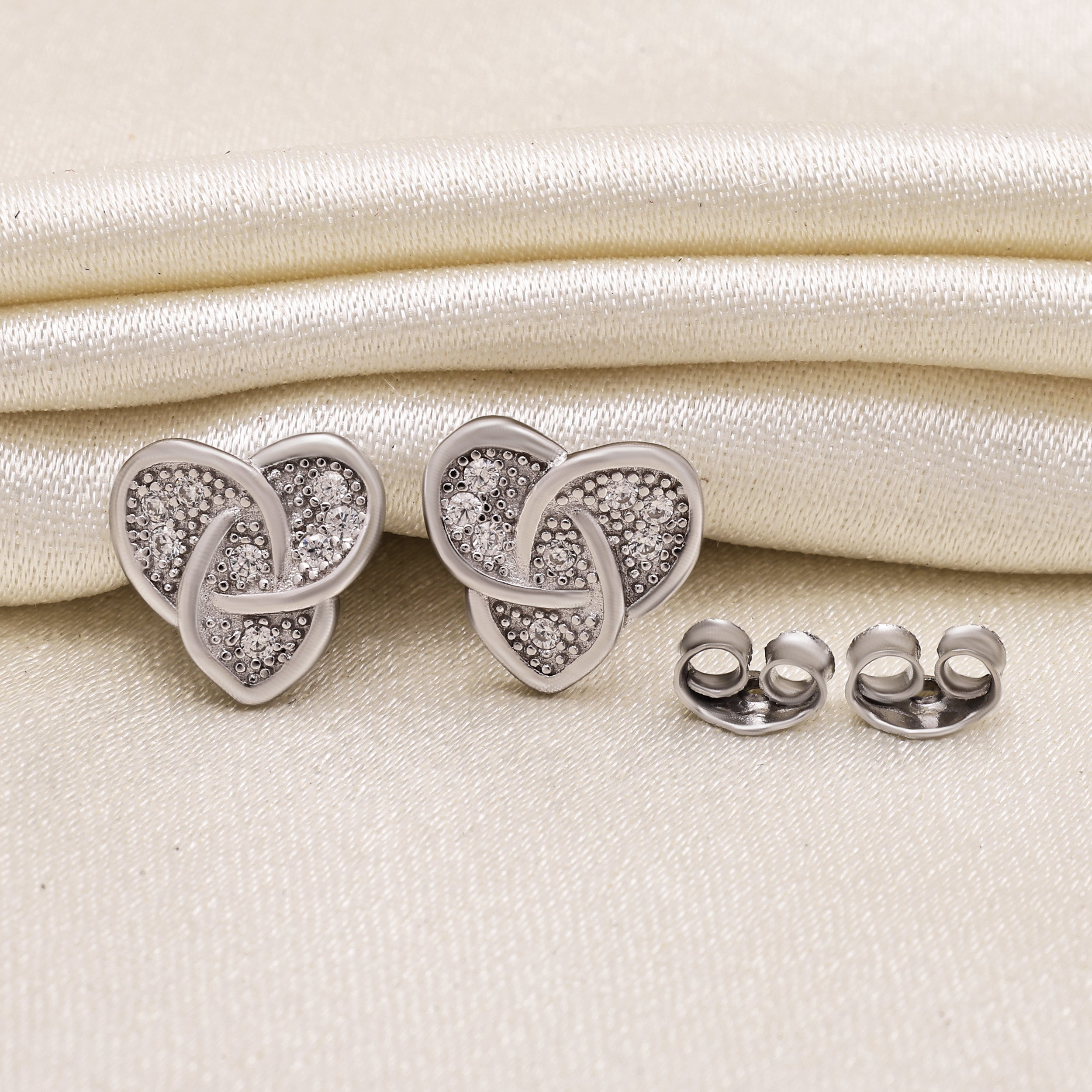 Heart Knot Stud Earrings | 925 Sterling Silver CZ | Studs Earraings