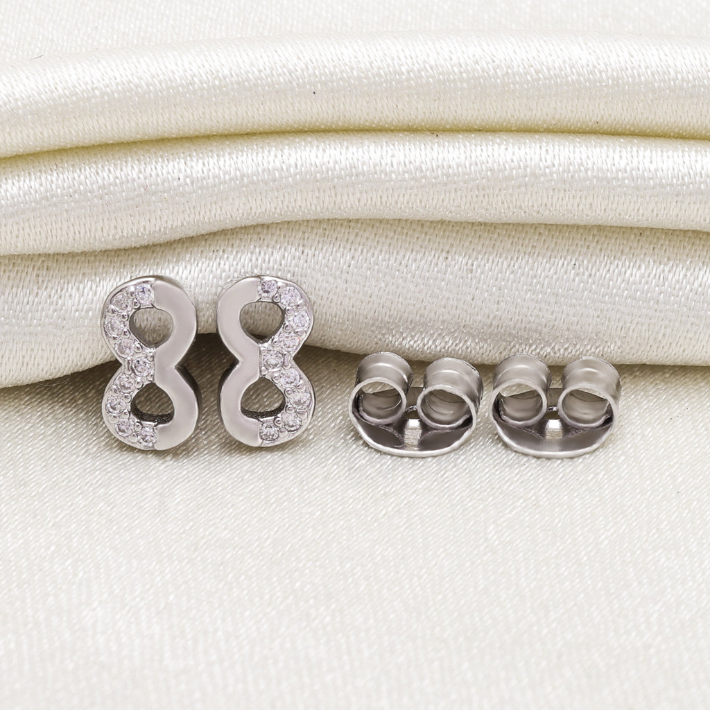 925 Sterling Silver Infinity Earrings | Cubic Zirconia Studs