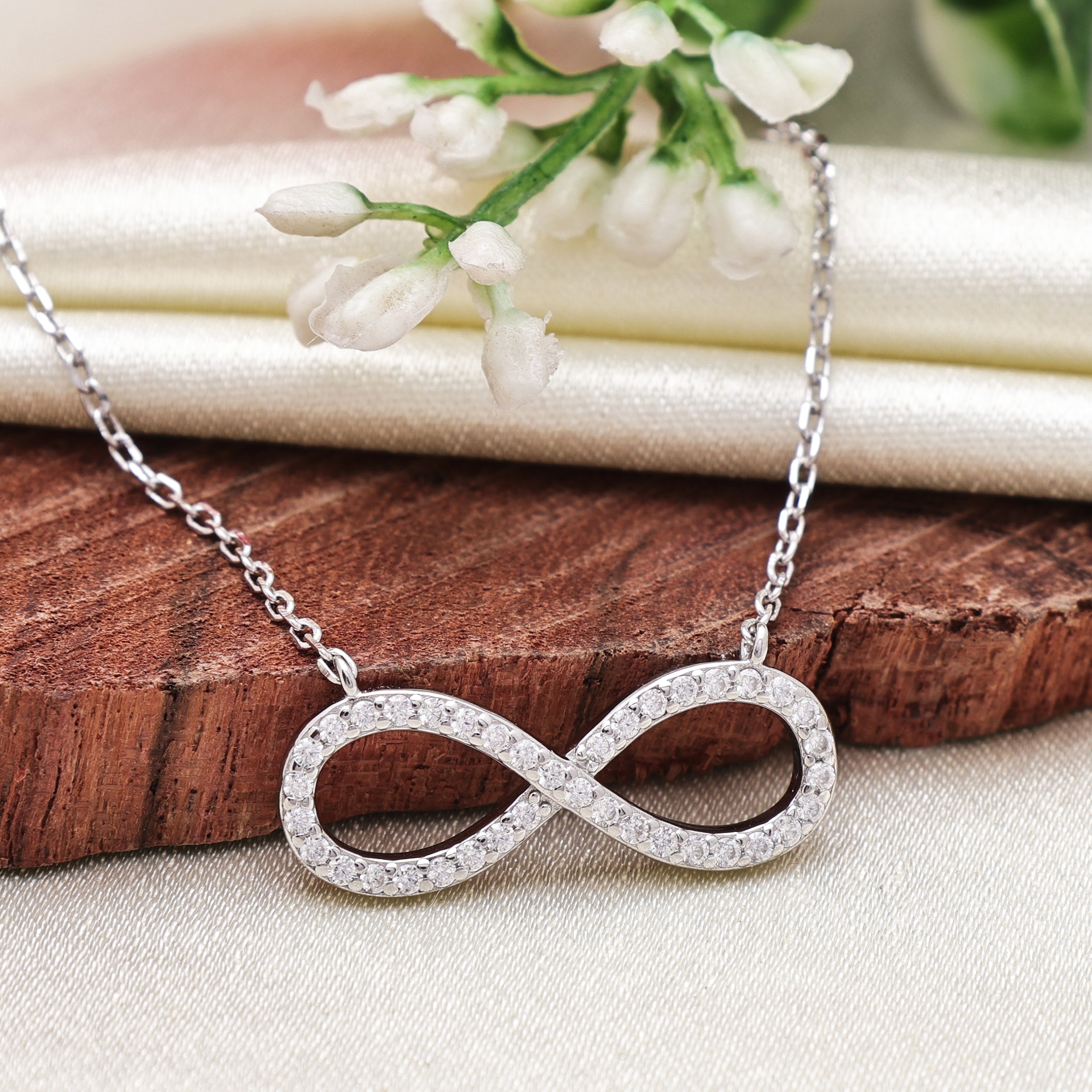925 Sterling Silver Infinity Necklace| Dainty CZ Infinity Pendant necklace