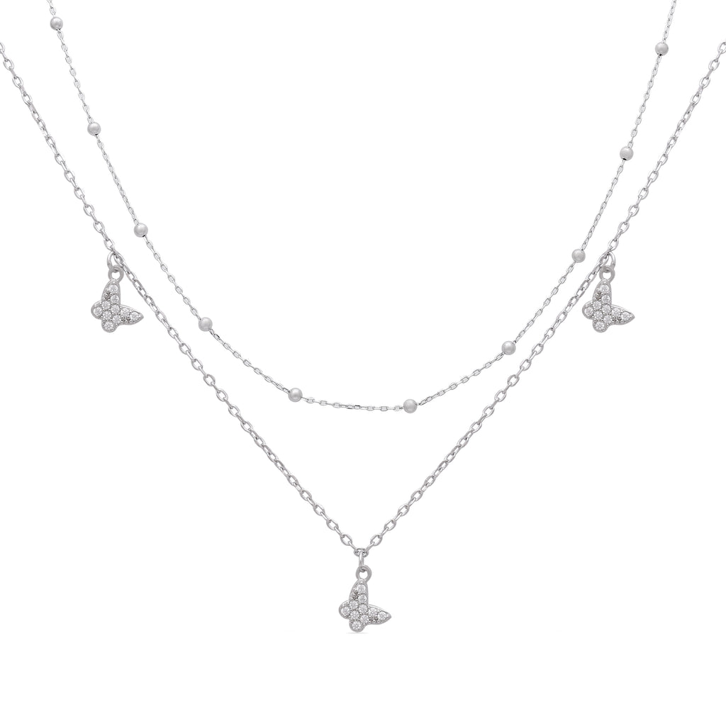 925 Sterling Silver Dainty Butterfly Charm Necklace | Silver Necklace