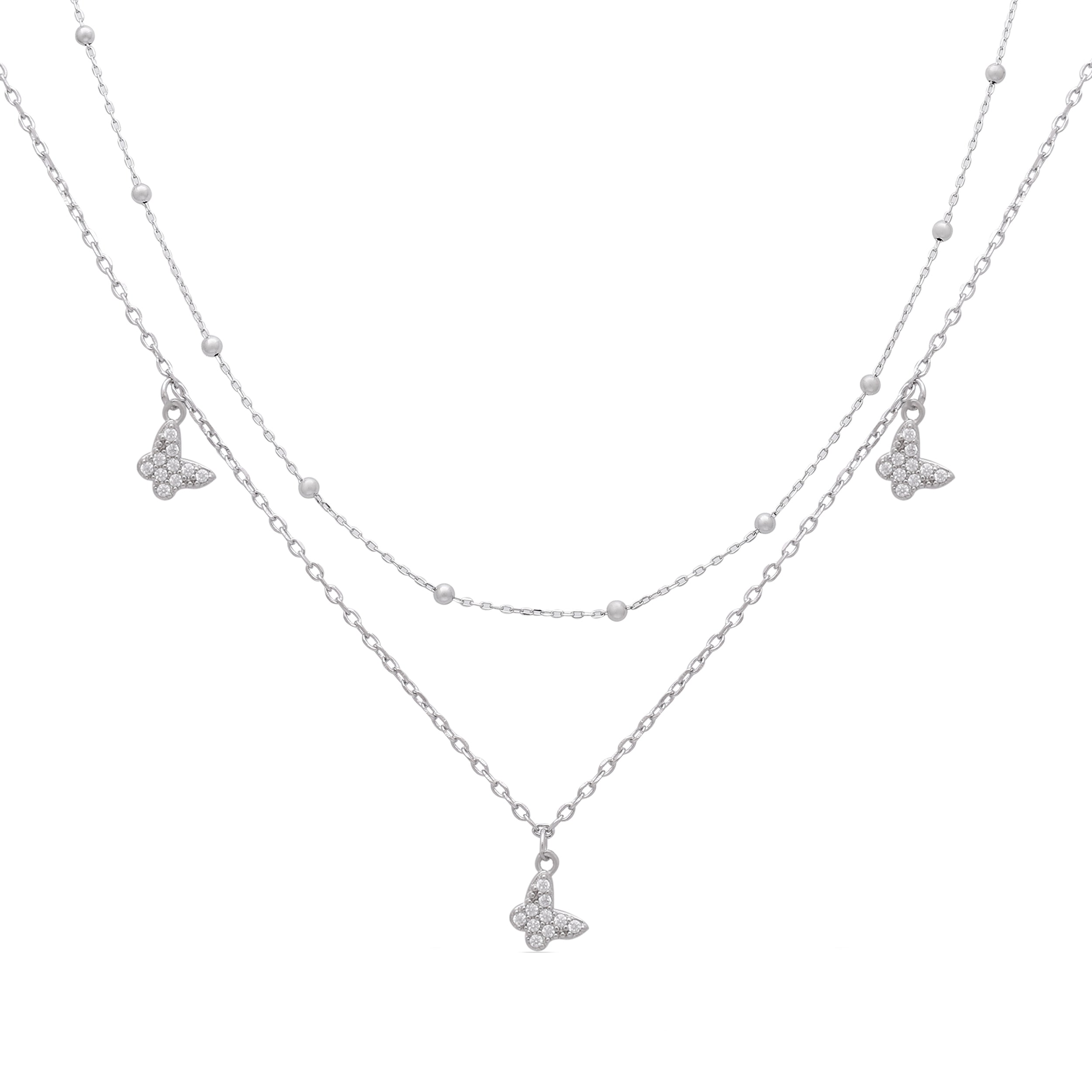 925 Sterling Silver Dainty Butterfly Charm Necklace | Silver Necklace