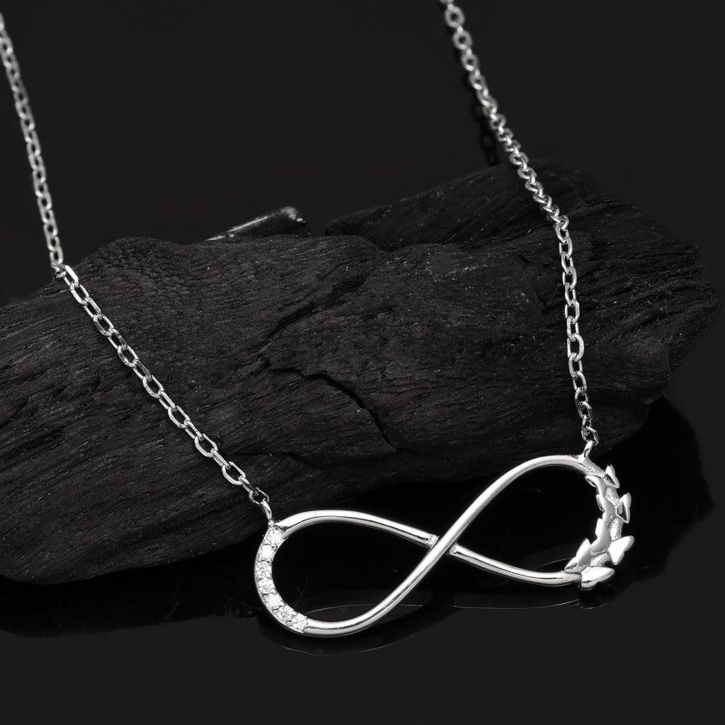 925 Sterling Silver Infinity Necklace with Cubic Zirconia Accents