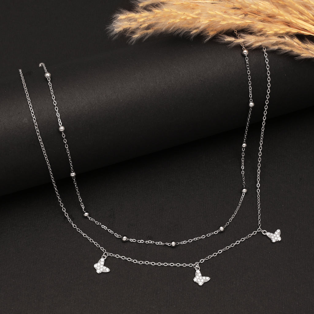 925 Sterling Silver Dainty Butterfly Charm Necklace | Silver Necklace