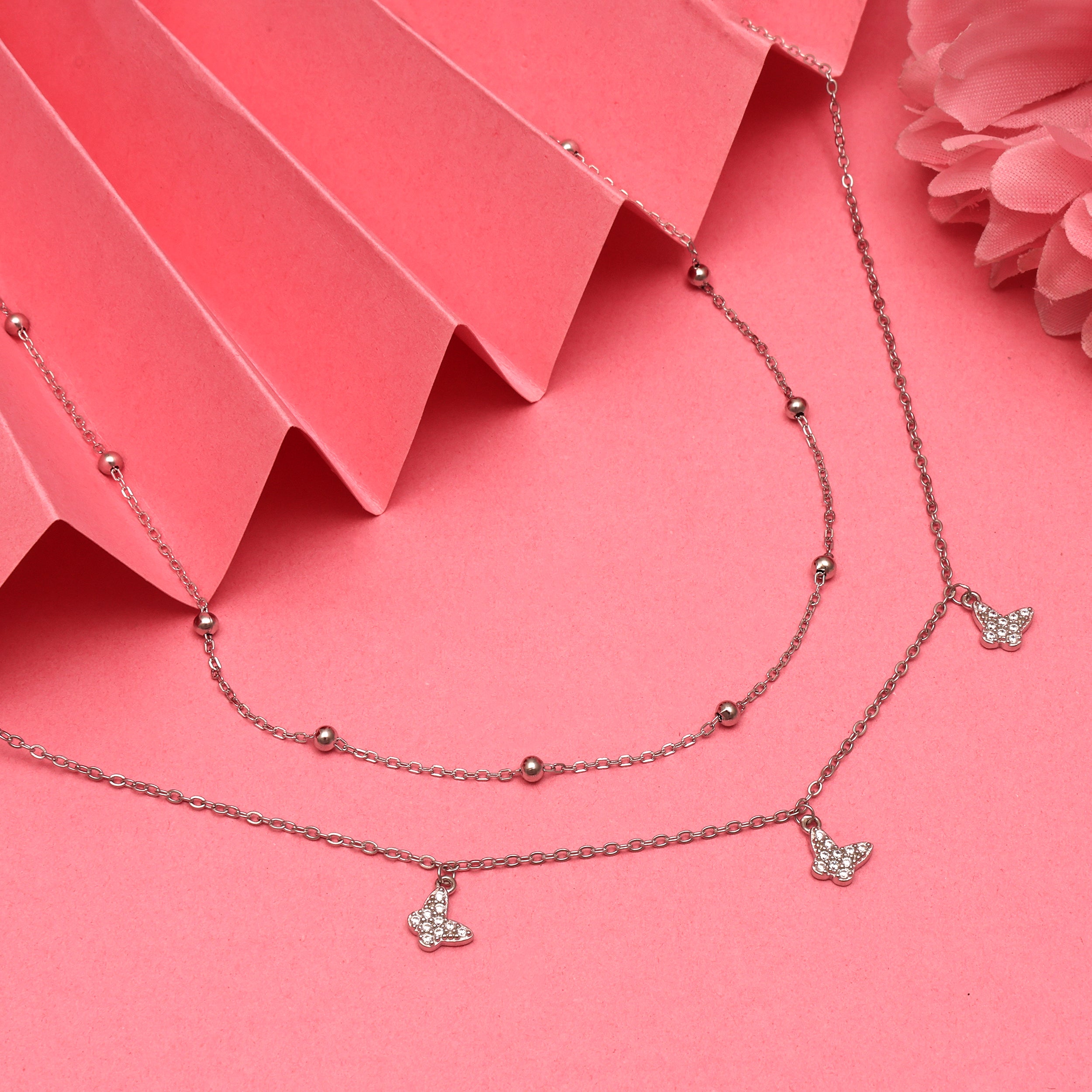 925 Sterling Silver Dainty Butterfly Charm Necklace | Silver Necklace