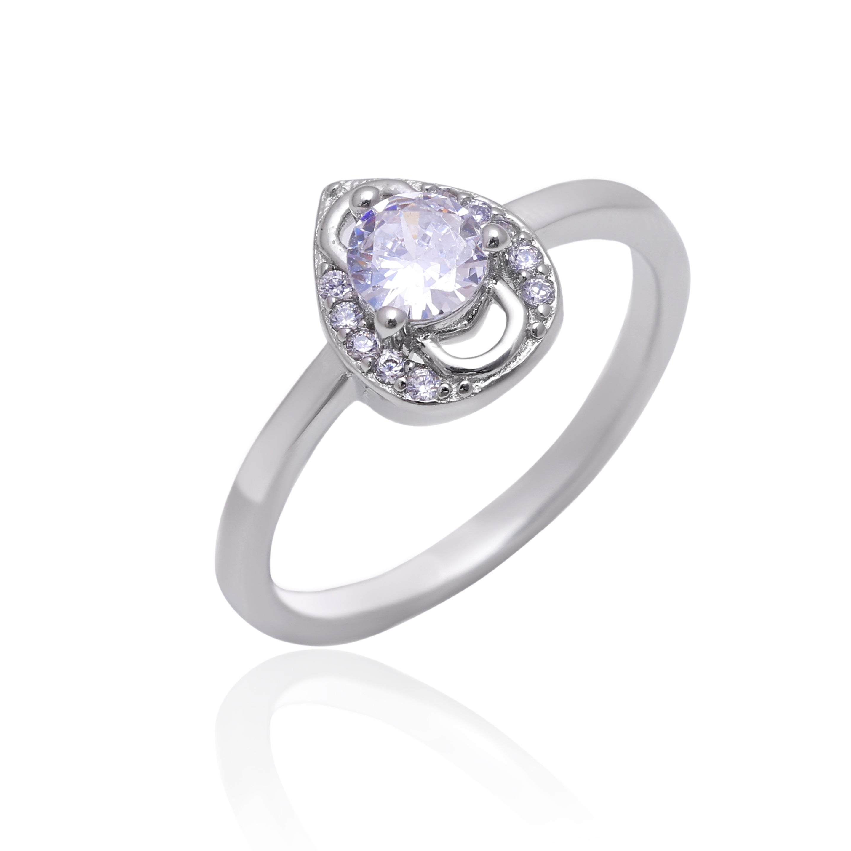 Minimalist Sterling Silver Cubic Zirconia Ring Promise or Bridal Jewelry