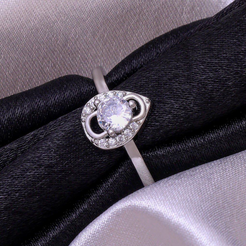 Minimalist Sterling Silver Cubic Zirconia Ring Promise or Bridal Jewelry