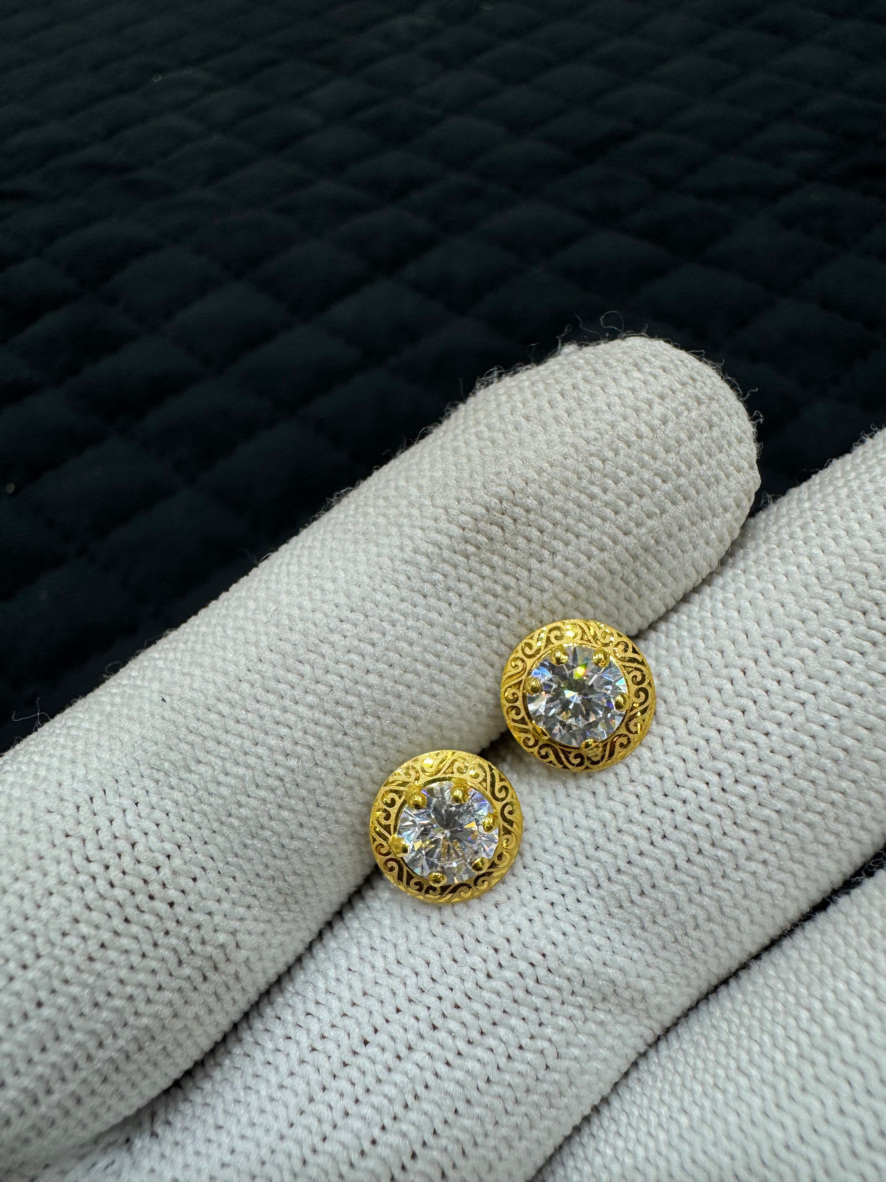 18kt Hallmarked Gold Stud Earrings | Real 18 Karat Solid Gold Minimalist Earrings