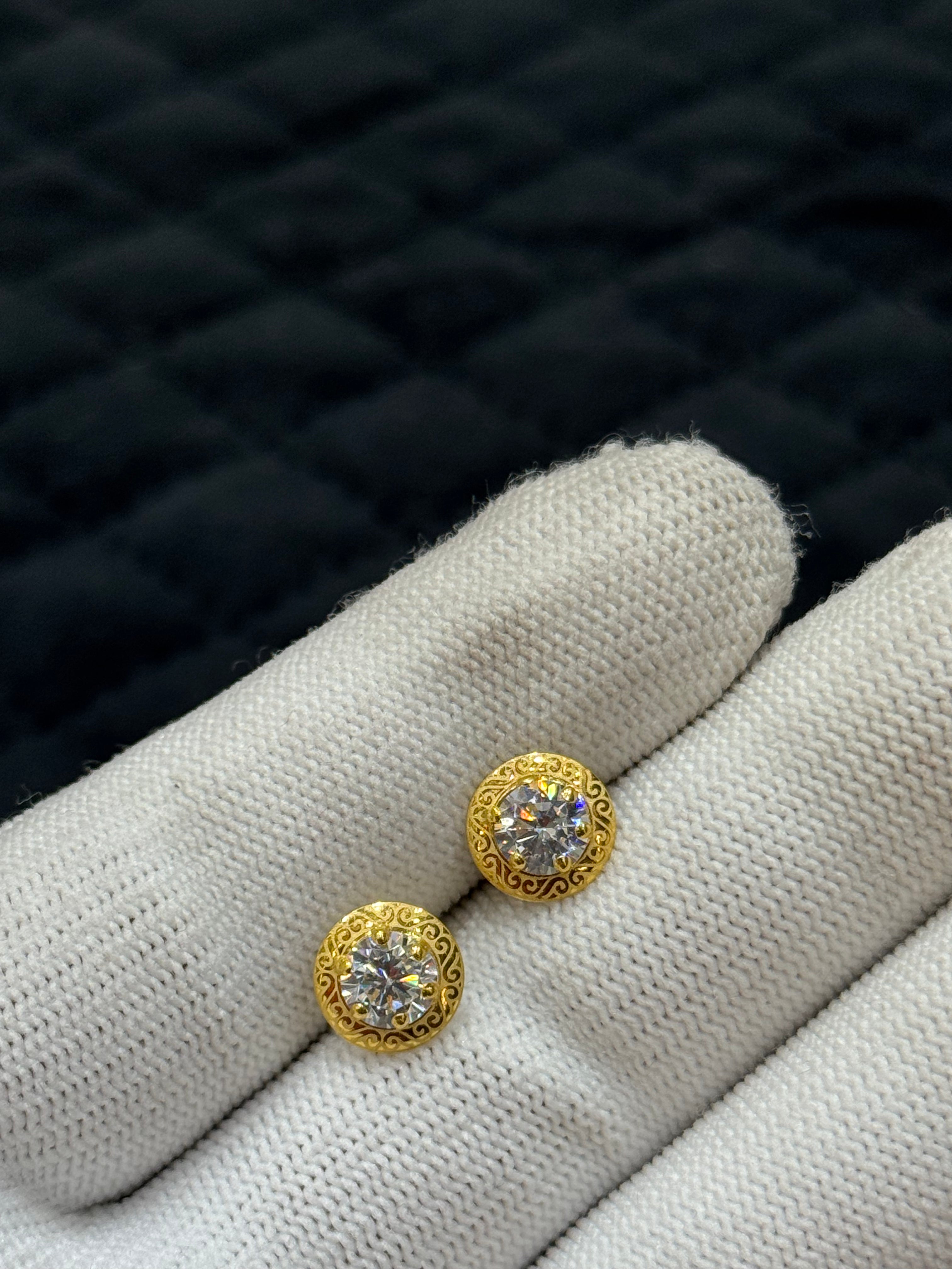 18kt Hallmarked Gold Stud Earrings | Real 18 Karat Solid Gold Minimalist Earrings