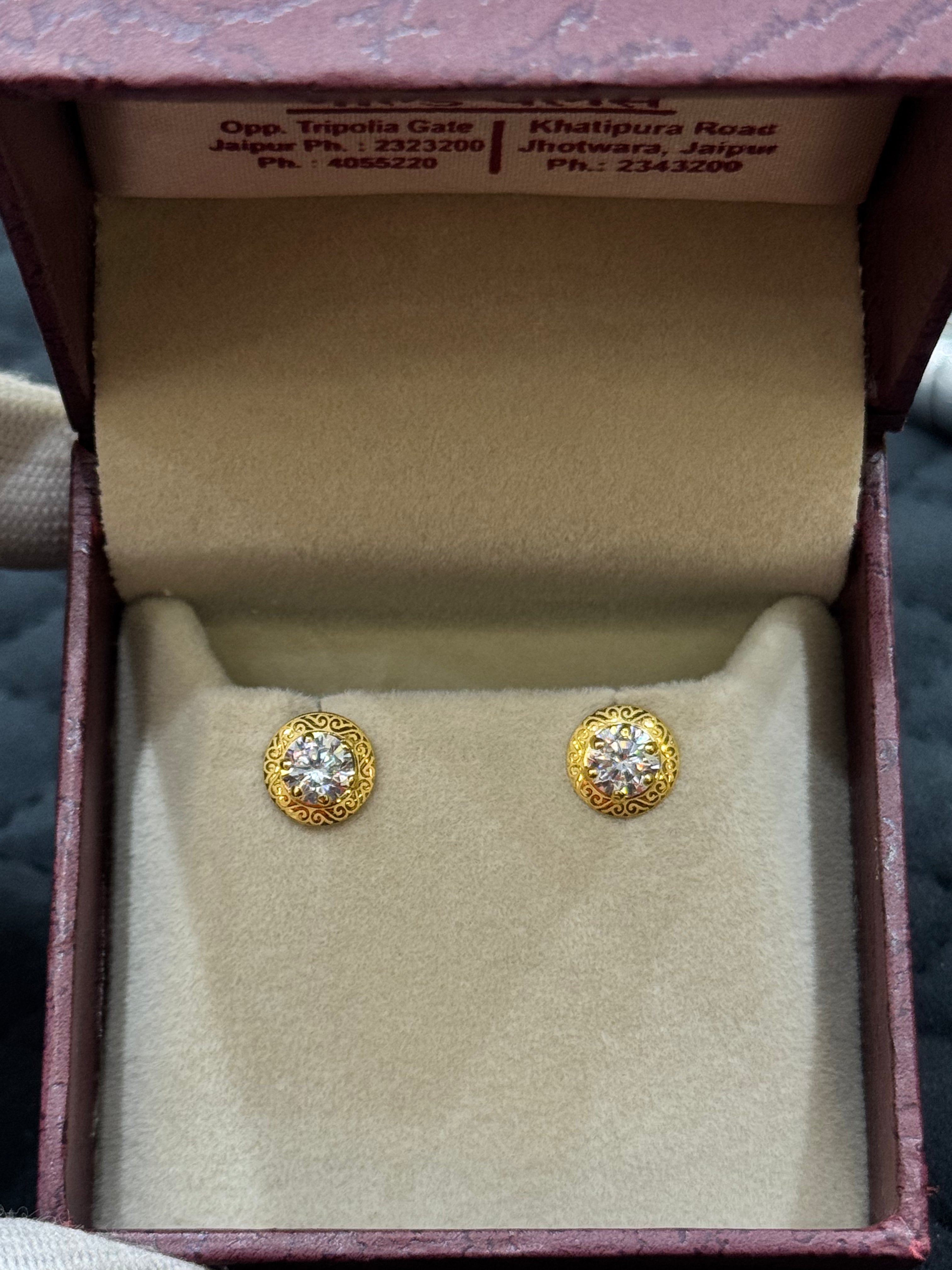 18kt Hallmarked Gold Stud Earrings | Real 18 Karat Solid Gold Minimalist Earrings