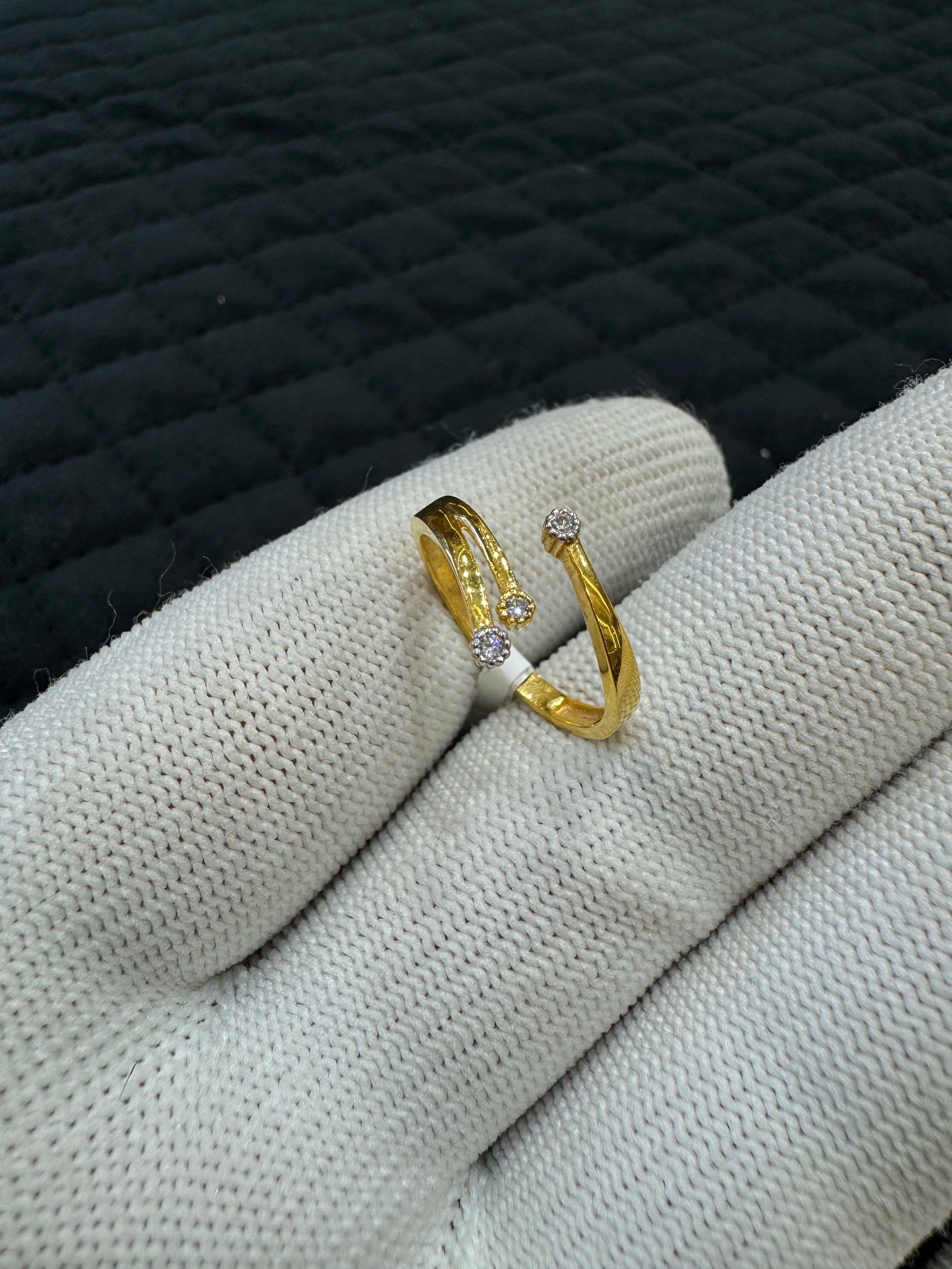 Statement 14/18KT Gold Ring with Brilliant Round Cut Cubic Zirconia for Women Cocktail Ring