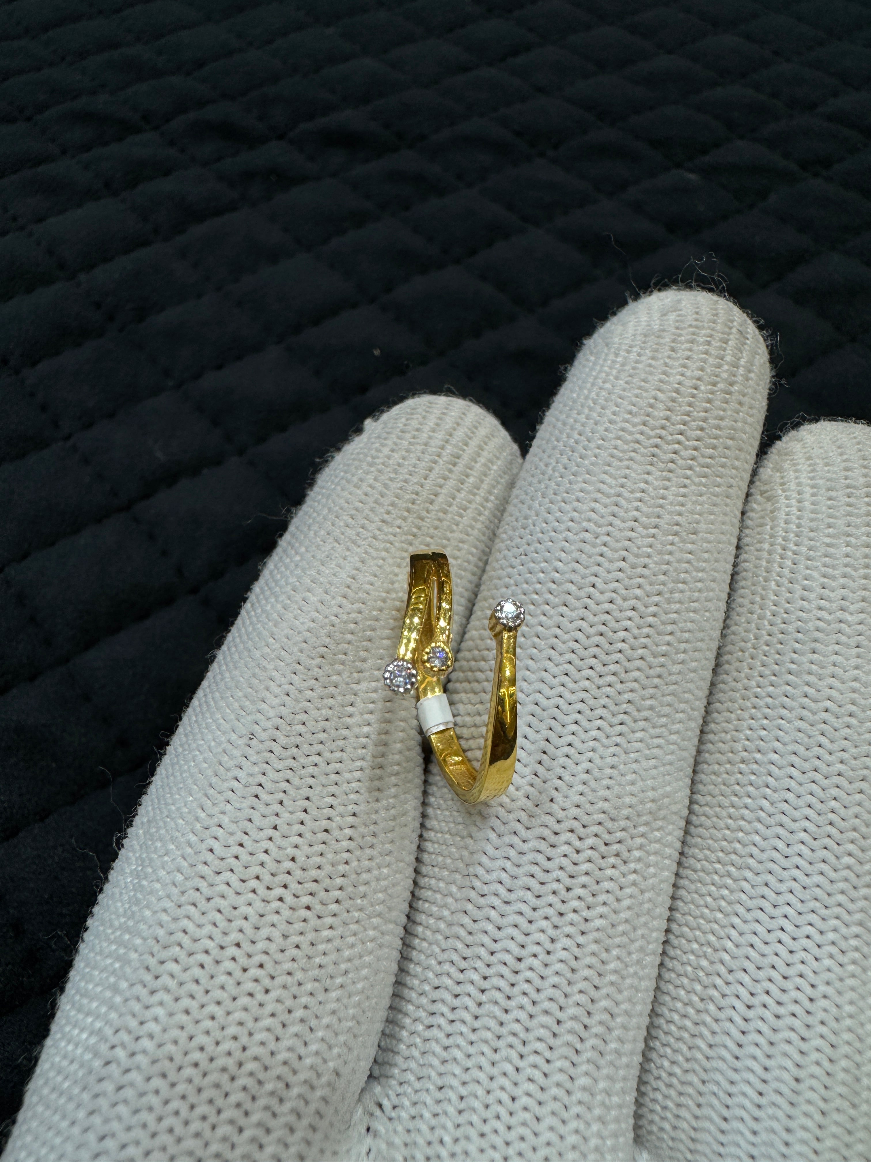 Statement 14/18KT Gold Ring with Brilliant Round Cut Cubic Zirconia for Women Cocktail Ring