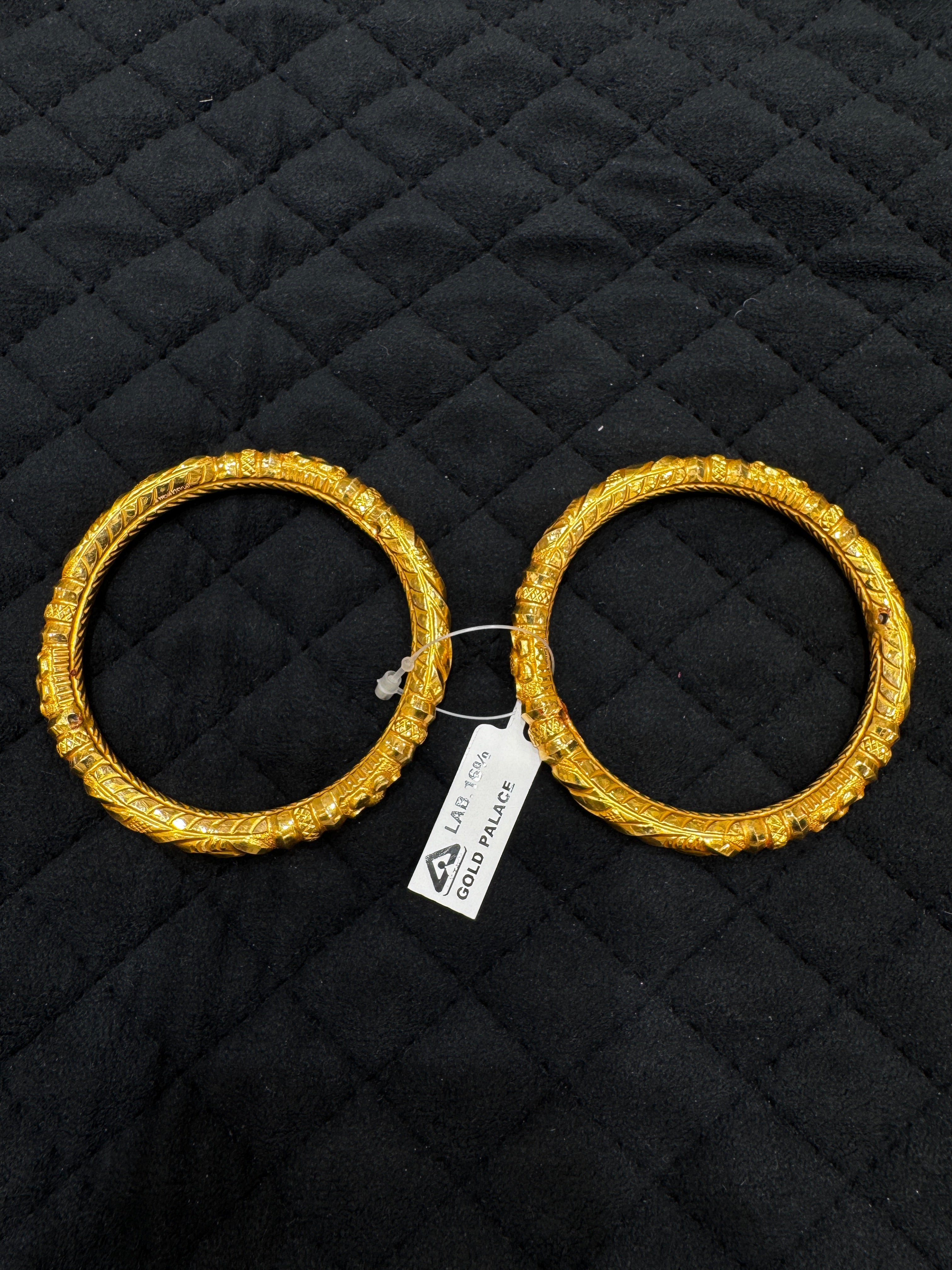 22KT HUID Gold Bangles Set (Pair of 2), Classic Elegant Jewelry