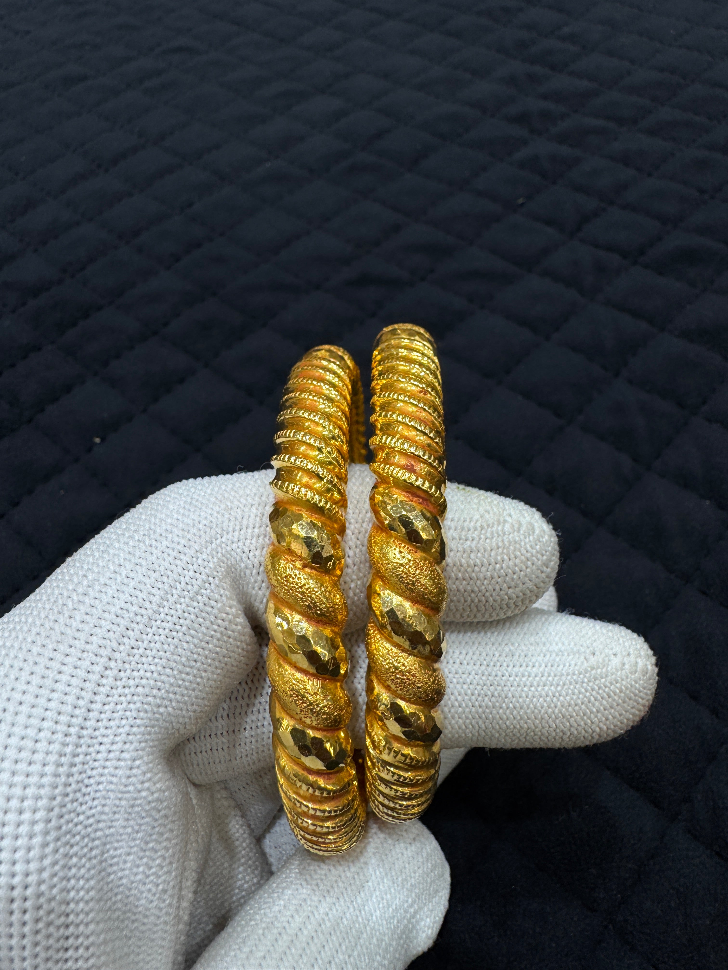 22KT Gold Bangles Pair, Sleek & Elegant Design Wedding Wear