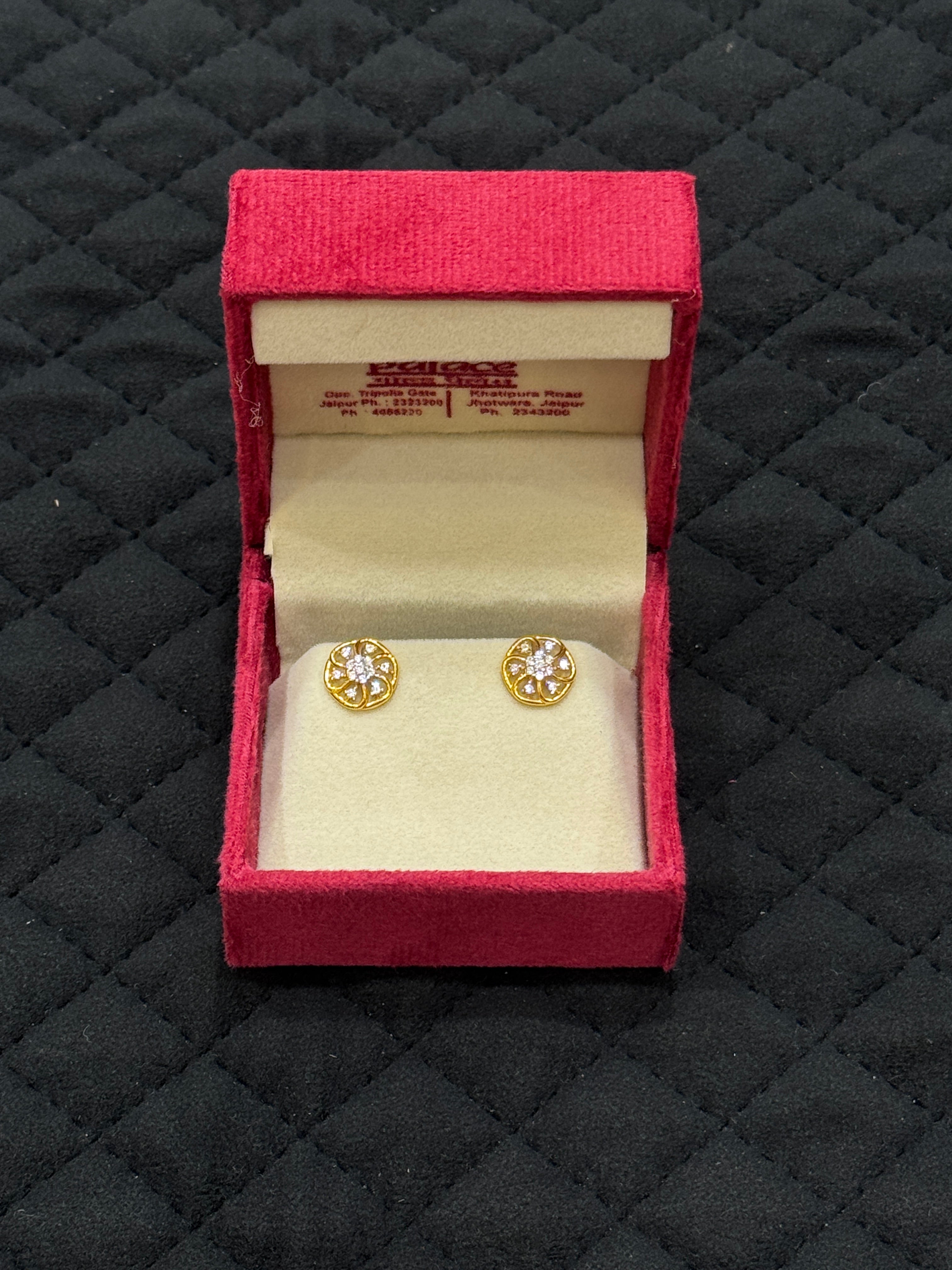 Lightweight 22KT Gold CZ Studs for Daily Wear Minimal Jewellery