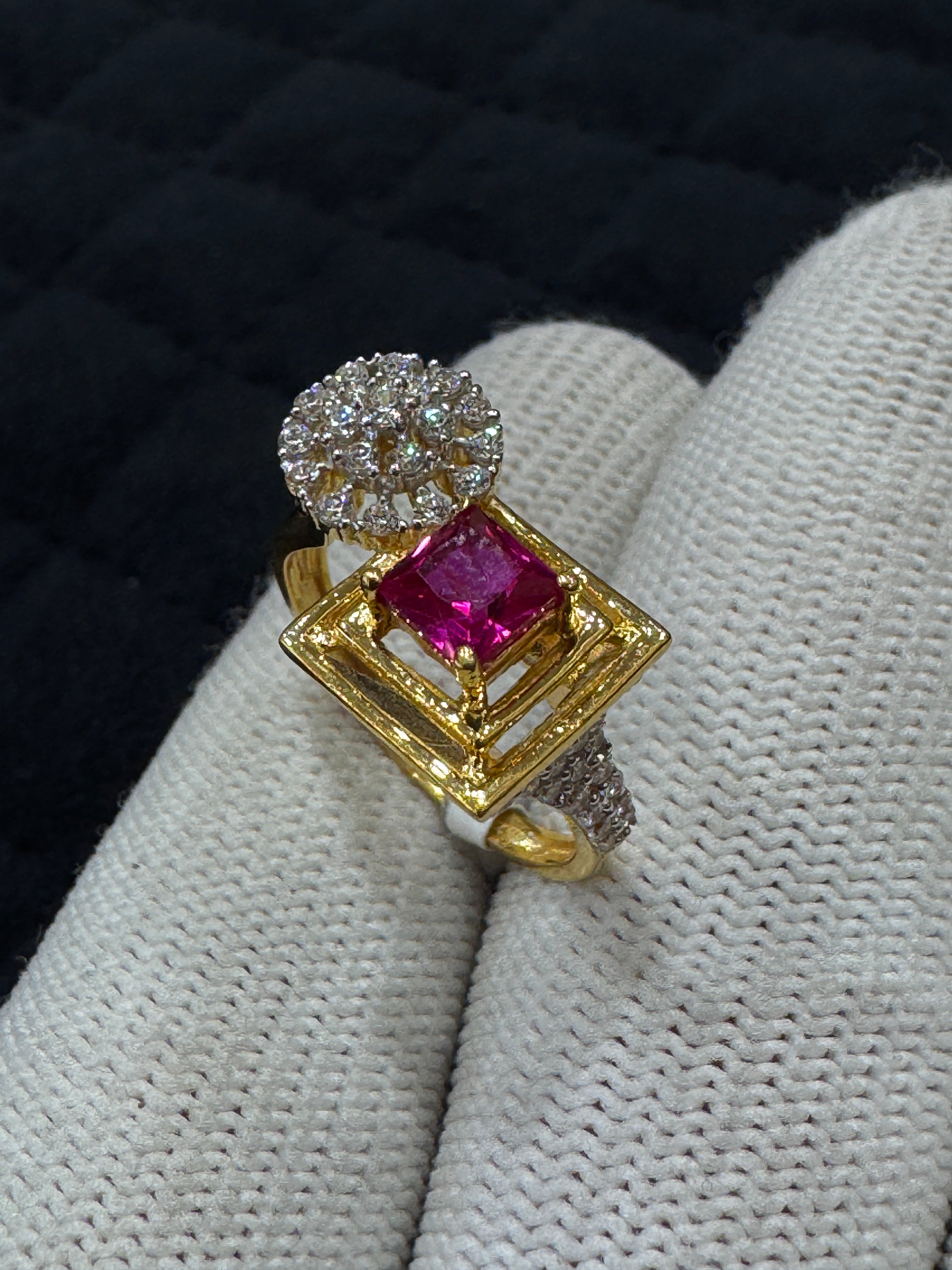 22KT Gold Round Sparkling Cubic Zirconia Ring – Beautiful Gift for Her