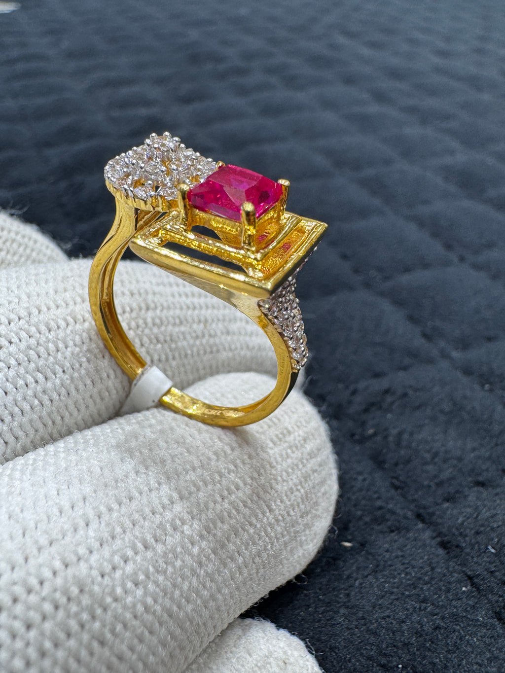 22KT Gold Round Sparkling Cubic Zirconia Ring – Beautiful Gift for Her