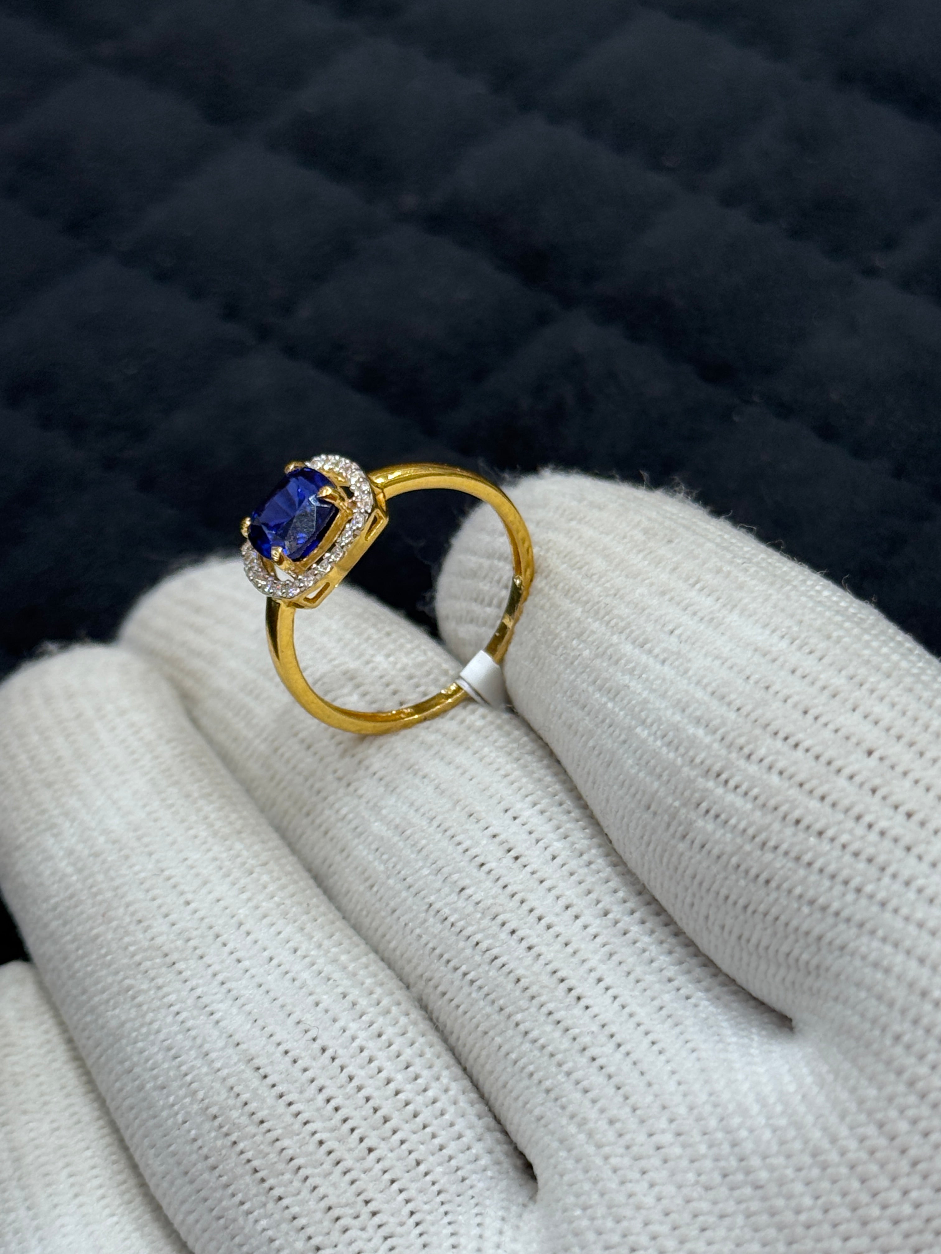 22KT Hallmark Gold Round Cut Cubic Zirconia Ring – Classic Engagement or Daily Wear Ring