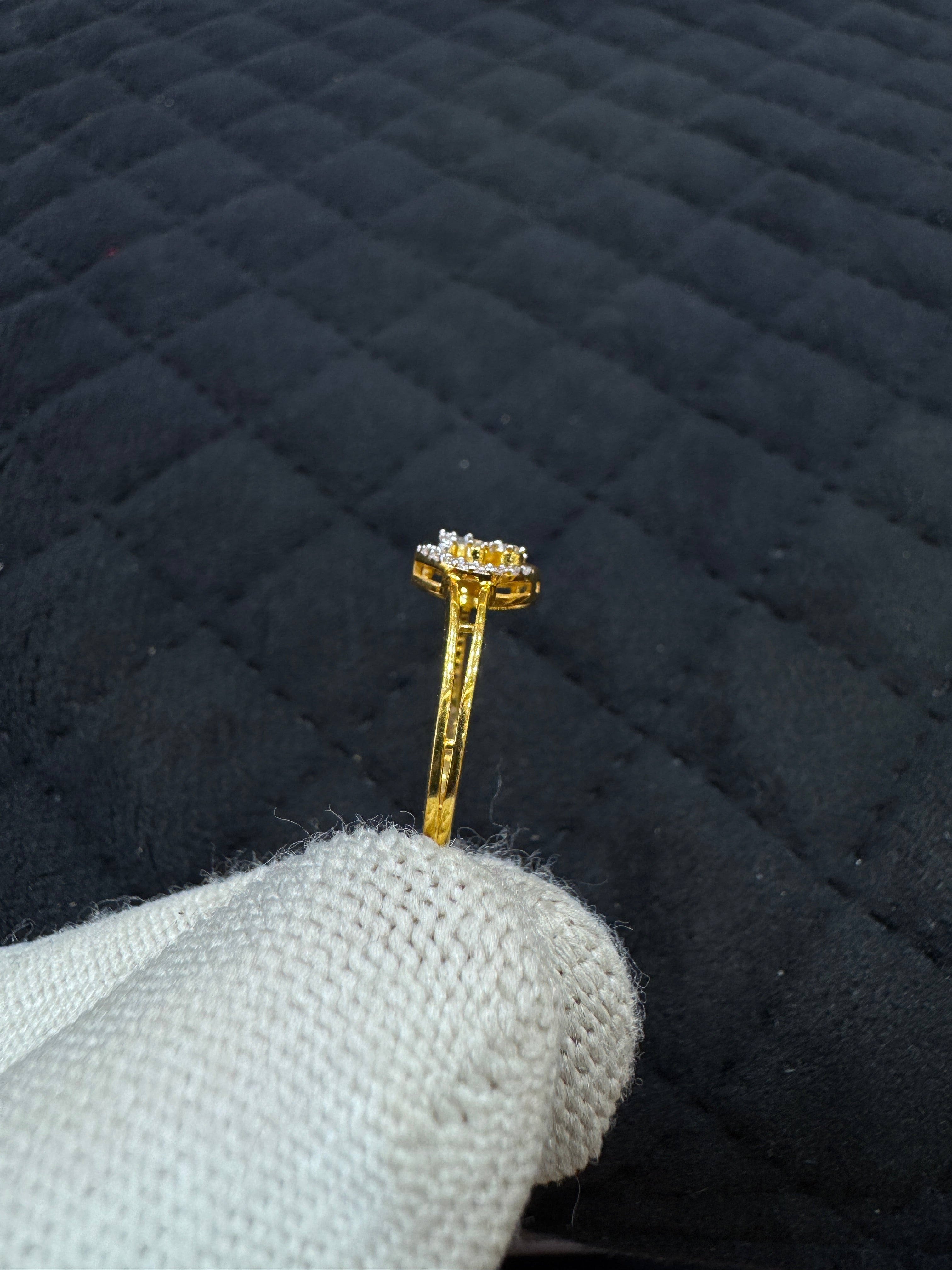 22KT Hallmark Gold Classic Round Zircon Ring – Perfect for Promise or Anniversary