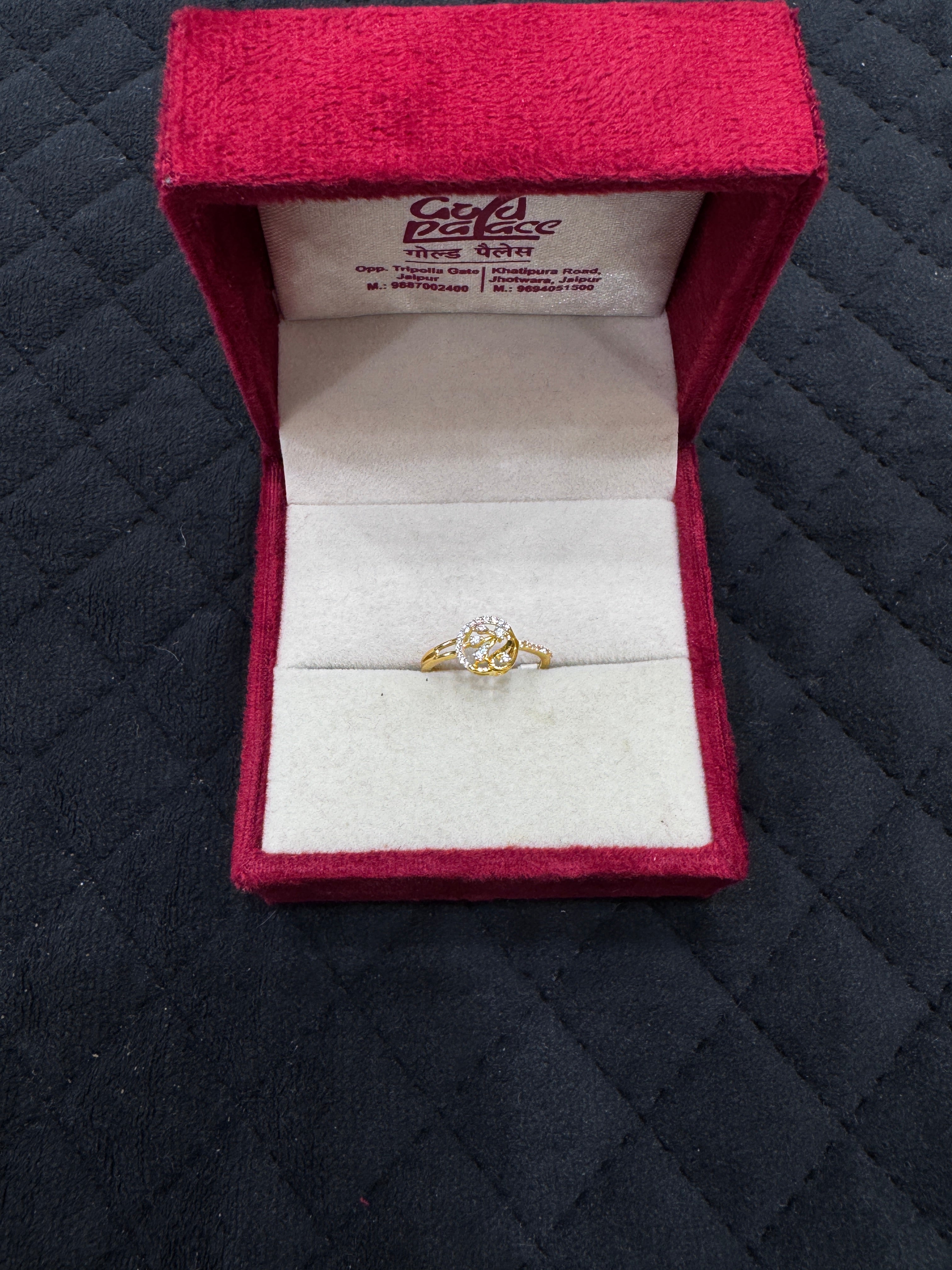 22KT Hallmark Gold Classic Round Zircon Ring – Perfect for Promise or Anniversary