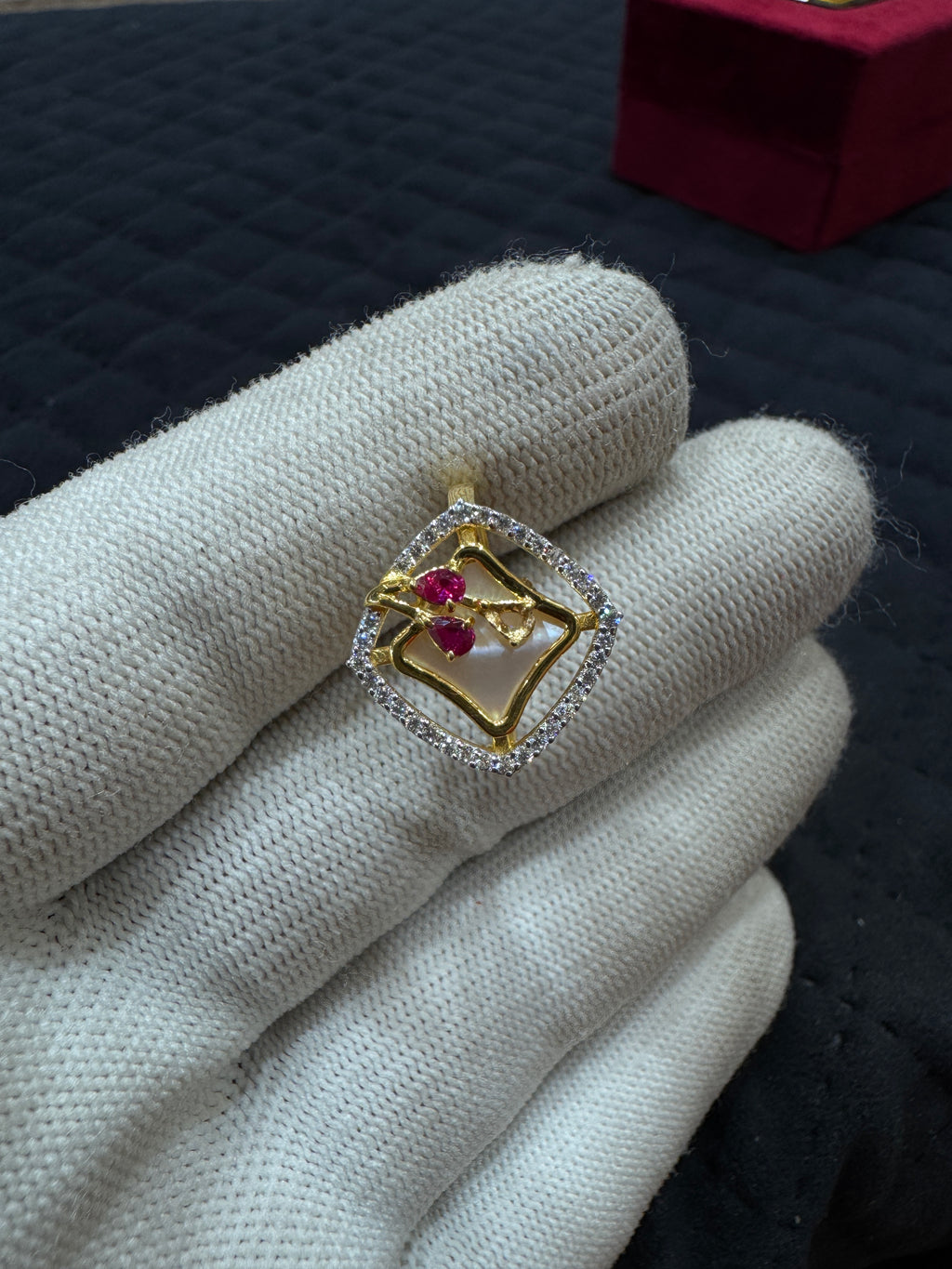 22KT Hallmark Gold Round Brilliant Zircon Ring for Women – Elegant Daily Wear Jewelry