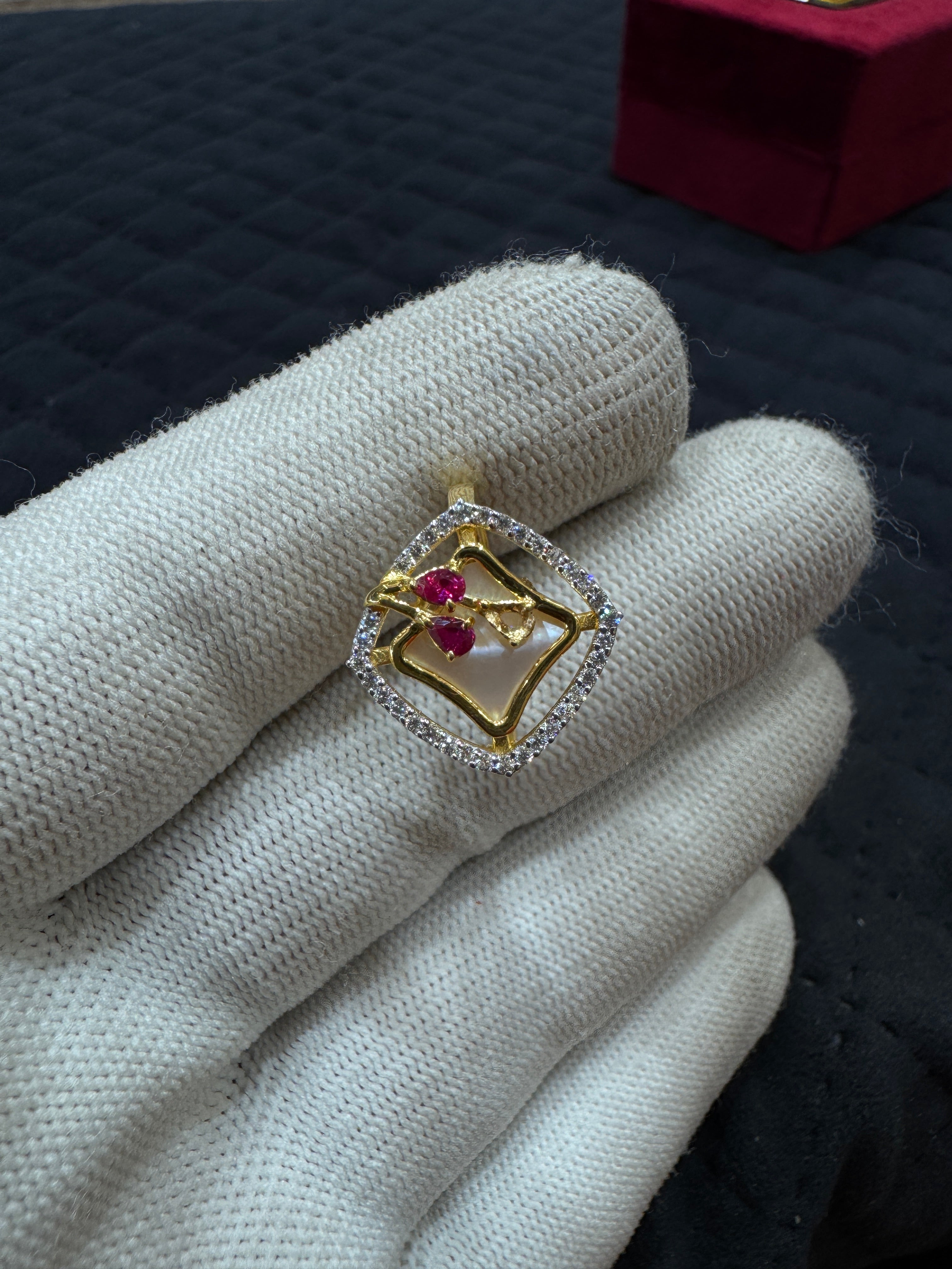 22KT Hallmark Gold Round Brilliant Zircon Ring for Women – Elegant Daily Wear Jewelry