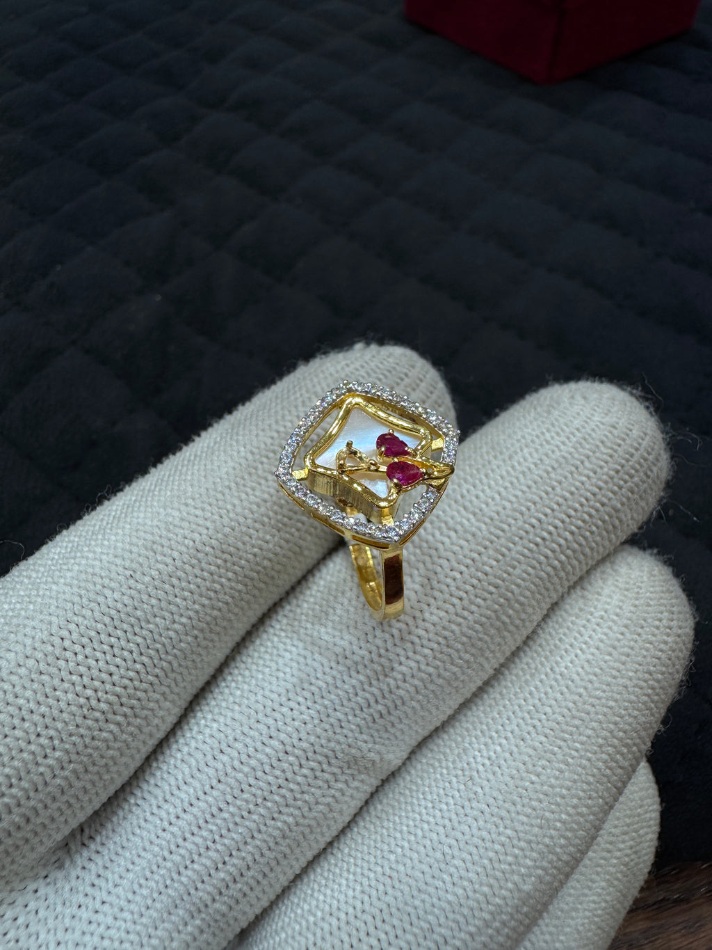 22KT Hallmark Gold Round Brilliant Zircon Ring for Women – Elegant Daily Wear Jewelry