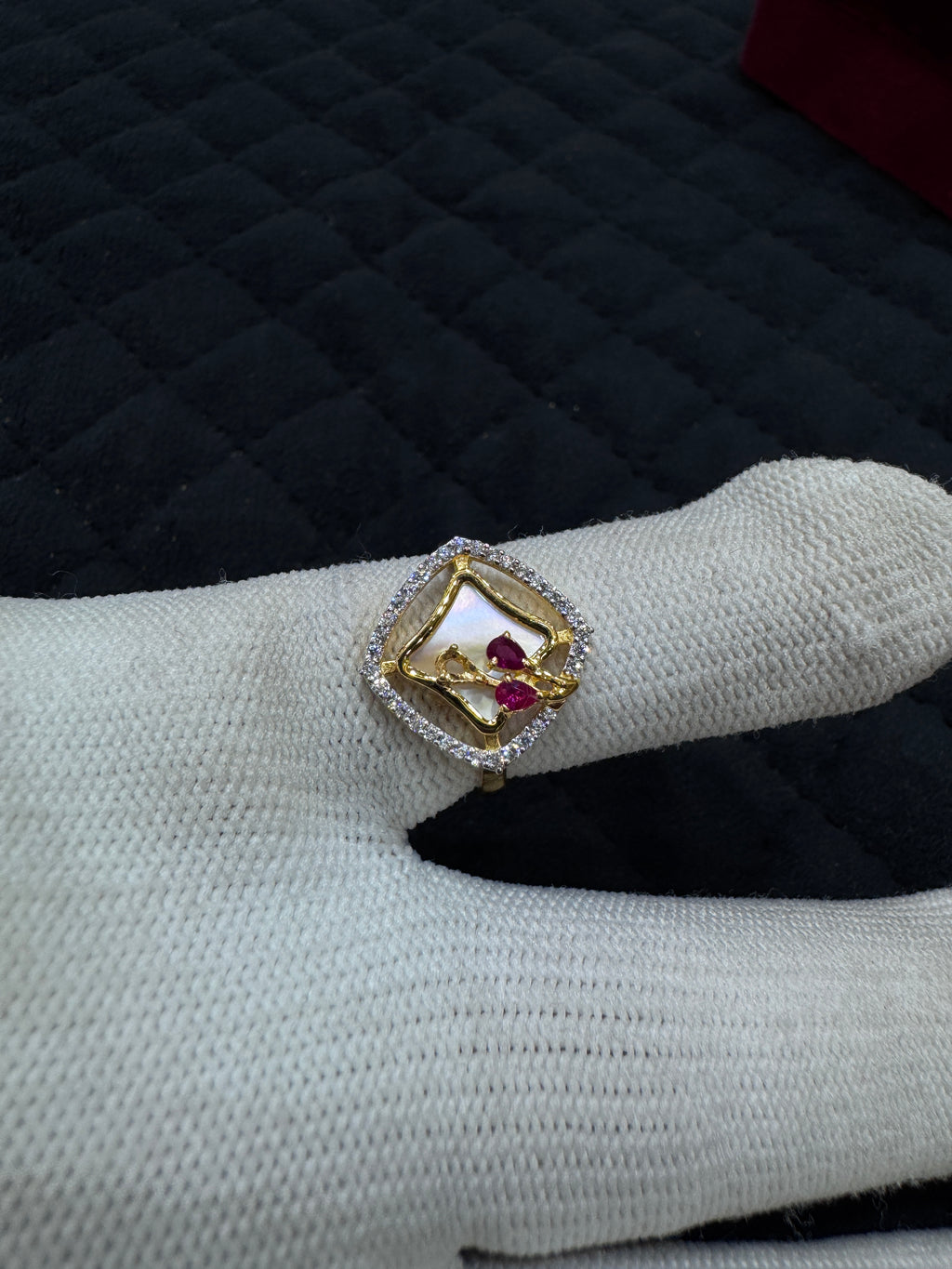 22KT Hallmark Gold Round Brilliant Zircon Ring for Women – Elegant Daily Wear Jewelry