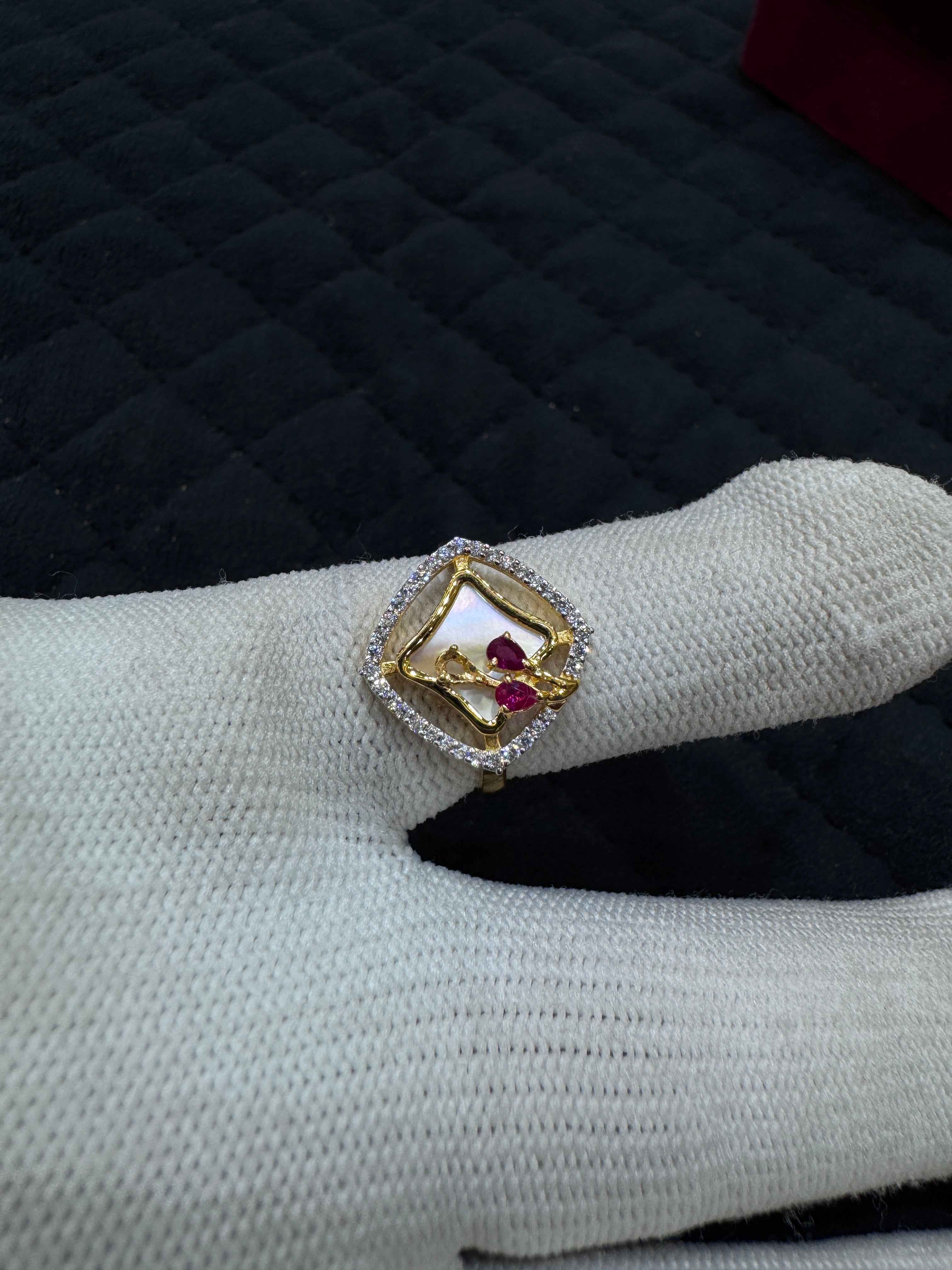 22KT Hallmark Gold Round Brilliant Zircon Ring for Women – Elegant Daily Wear Jewelry