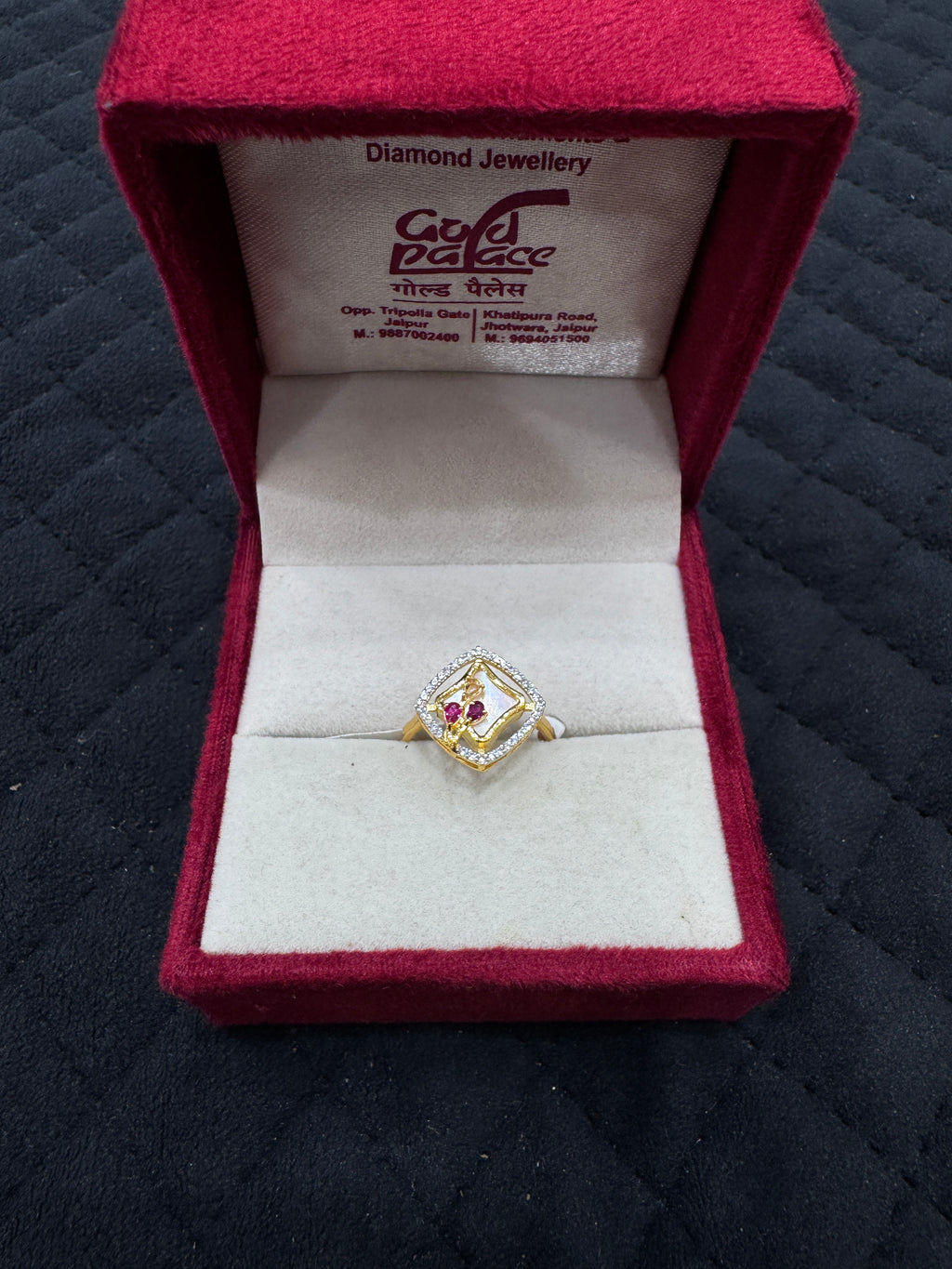 22KT Hallmark Gold Round Brilliant Zircon Ring for Women – Elegant Daily Wear Jewelry